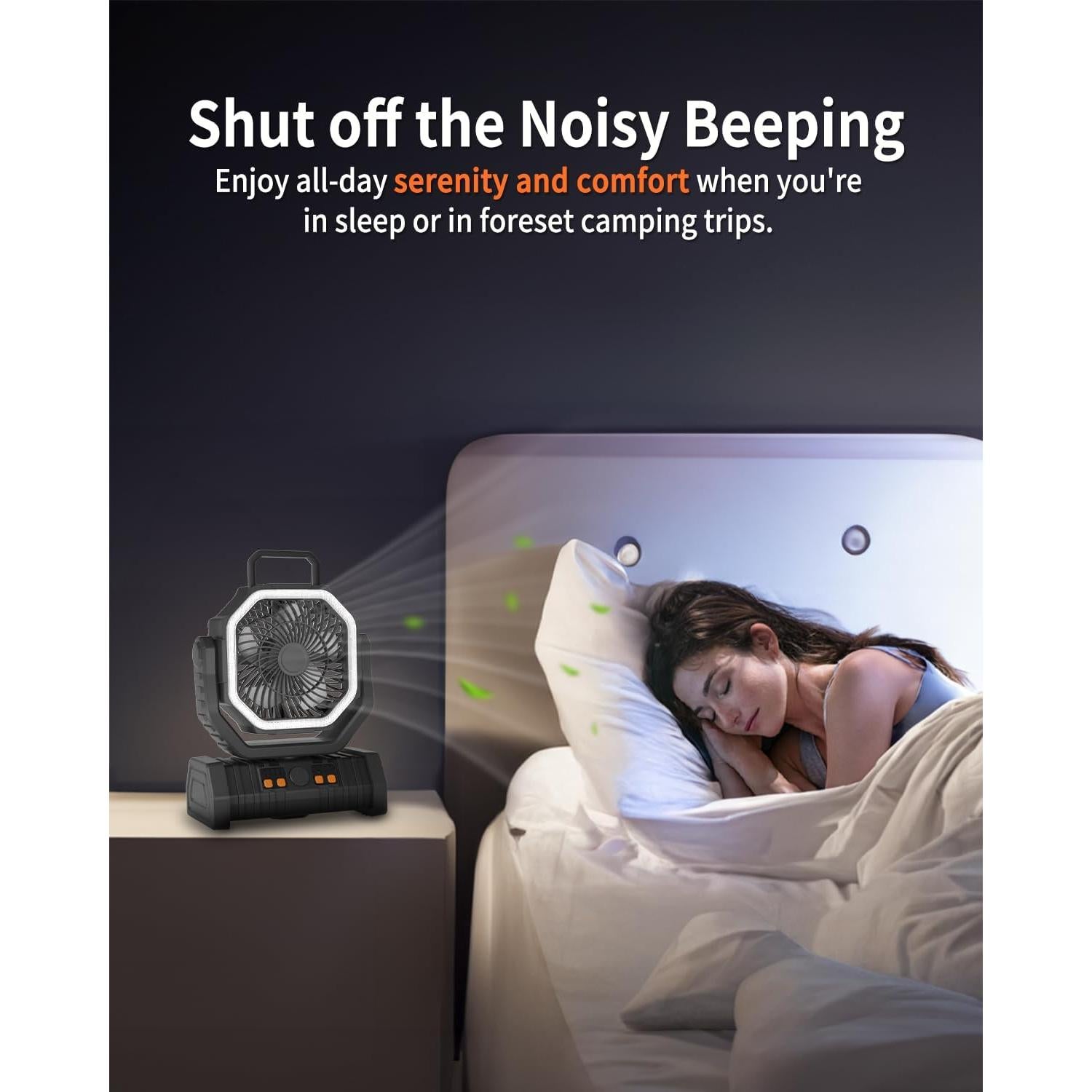 Ventilador Portátil Recargable ADUST F6 con Luz LED 20000mAh