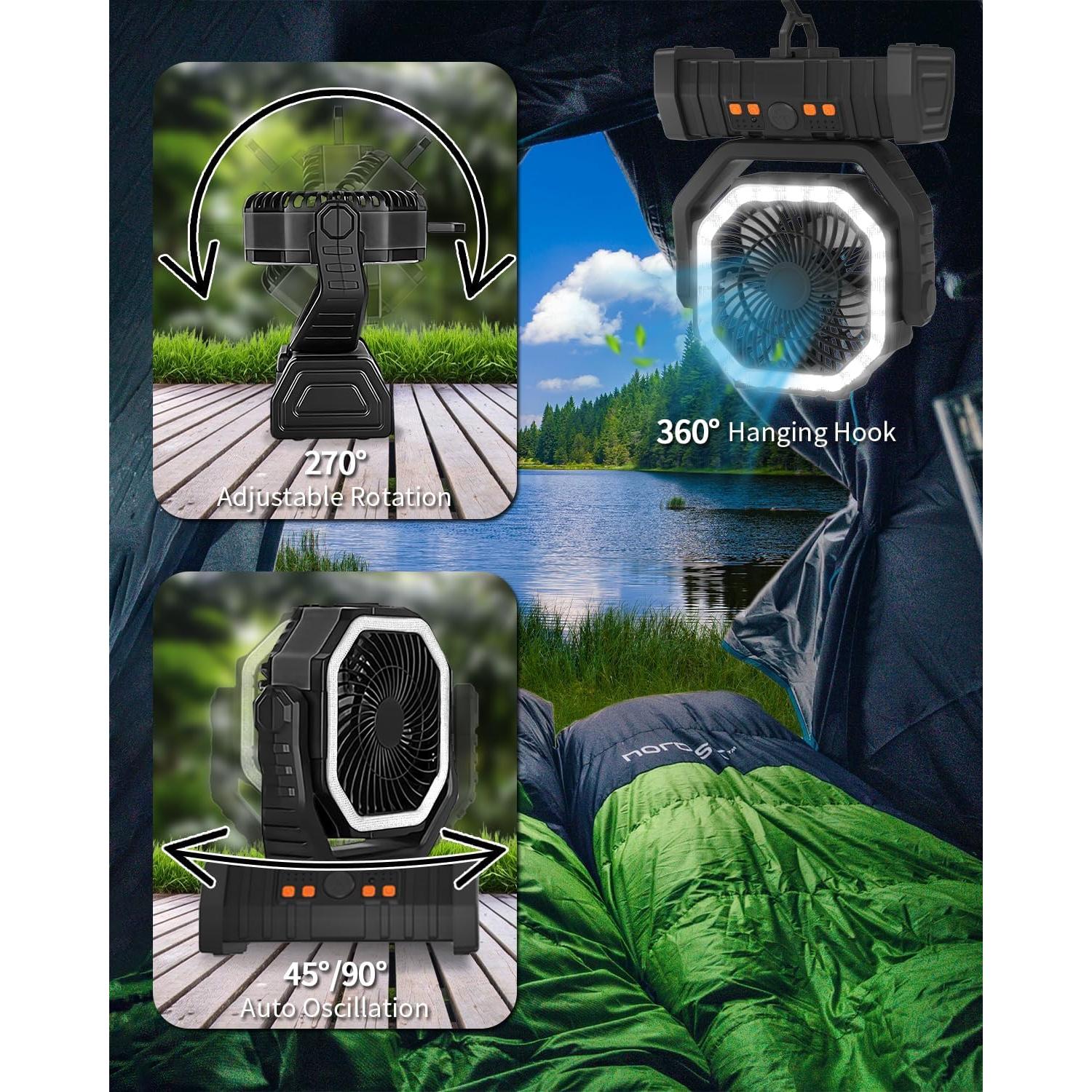 Ventilador Portátil Recargable ADUST F6 con Luz LED 20000mAh