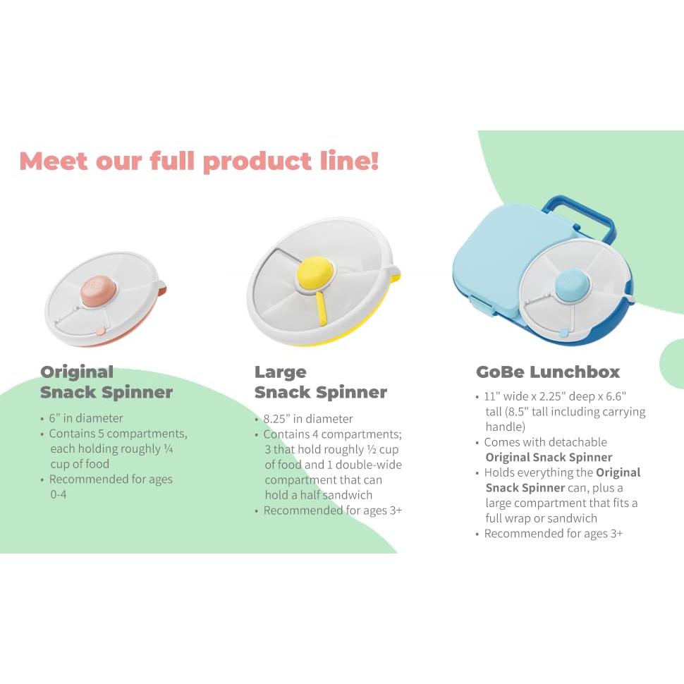 Contenedor de Snacks Spinner GoBe Kids Coral Rosa 5 Compartimentos