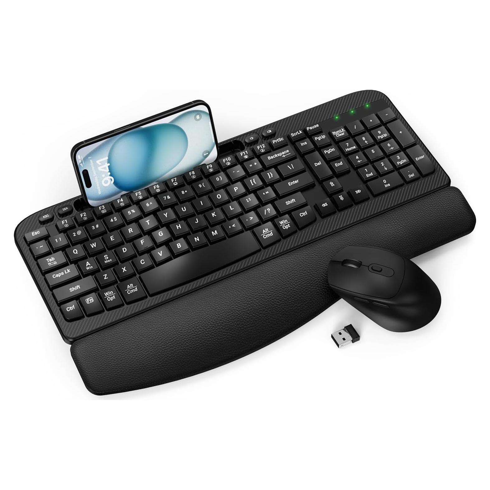 Combo Teclado y Ratón Inalámbrico EAYBLLY Ergonómico Negro