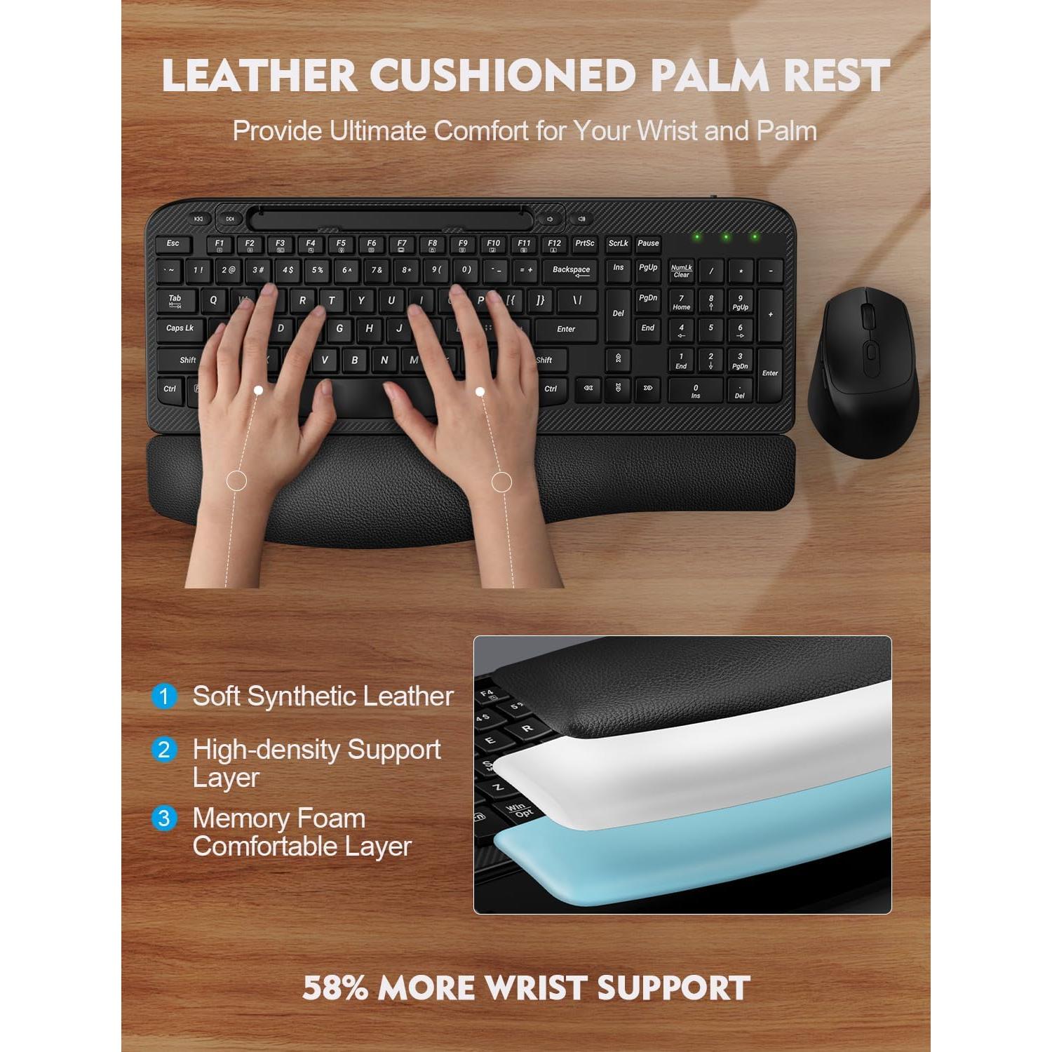 Combo Teclado y Ratón Inalámbrico EAYBLLY Ergonómico Negro