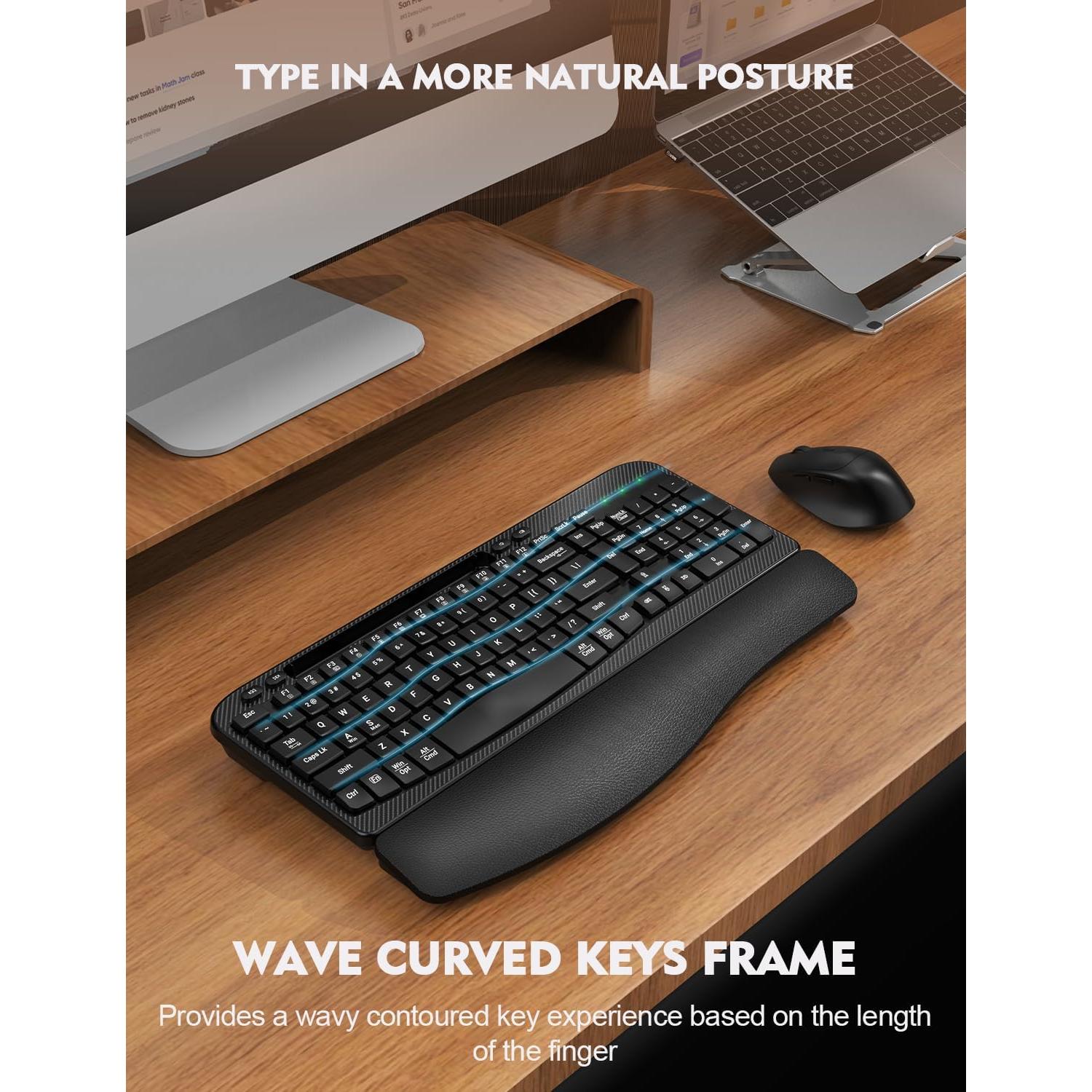 Combo Teclado y Ratón Inalámbrico EAYBLLY Ergonómico Negro