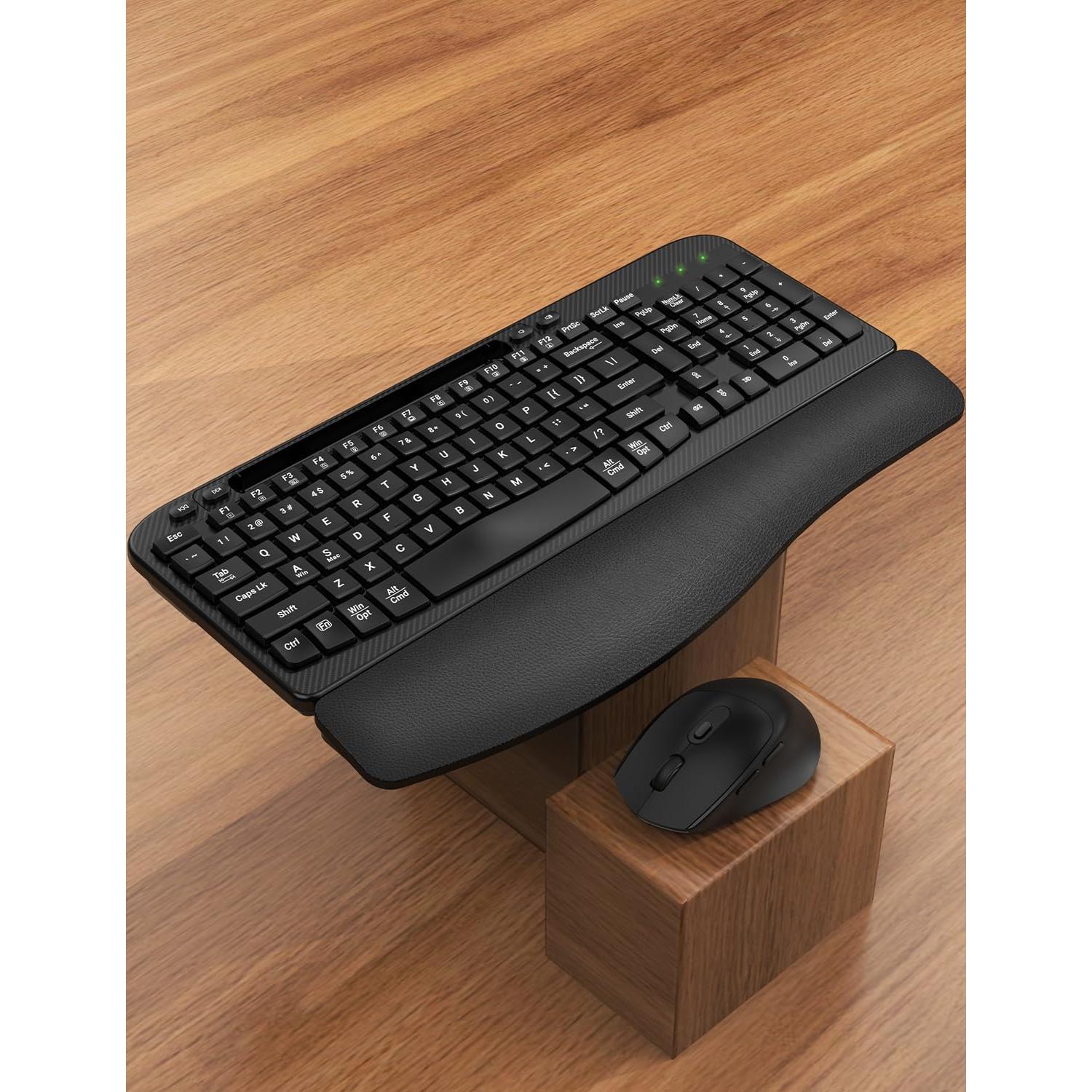 Combo Teclado y Ratón Inalámbrico EAYBLLY Ergonómico Negro