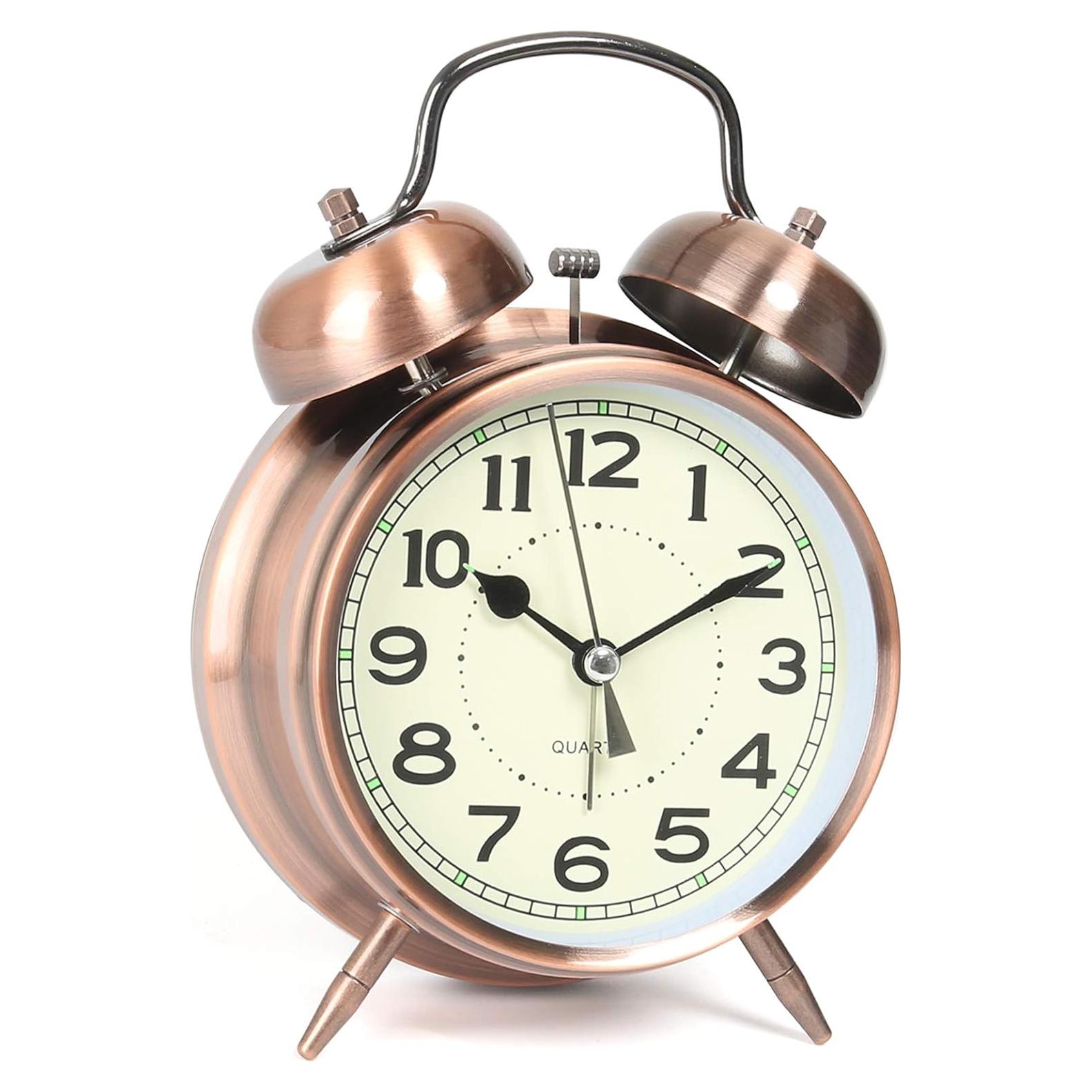 Reloj Despertador AYRELY Campana Doble Cobre Rojo Silencioso