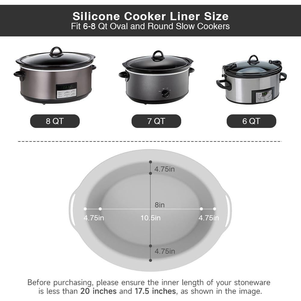 Forros de Silicona Reutilizables SOPHICO para Olla de Cocción Lenta 6-8 Qt