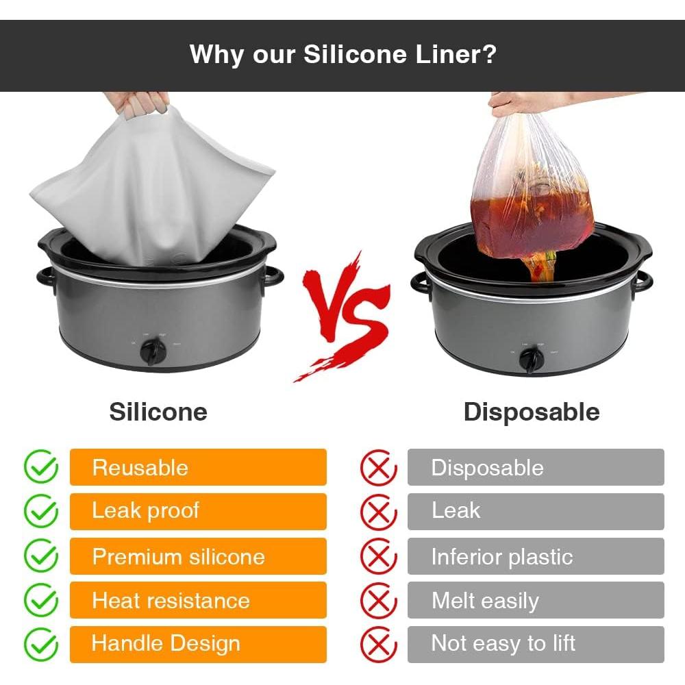 Forros de Silicona Reutilizables SOPHICO para Olla de Cocción Lenta 6-8 Qt