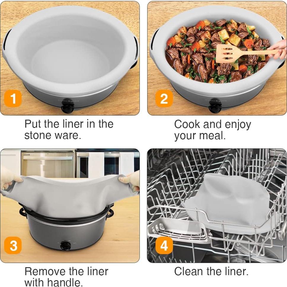 Forros de Silicona Reutilizables SOPHICO para Olla de Cocción Lenta 6-8 Qt