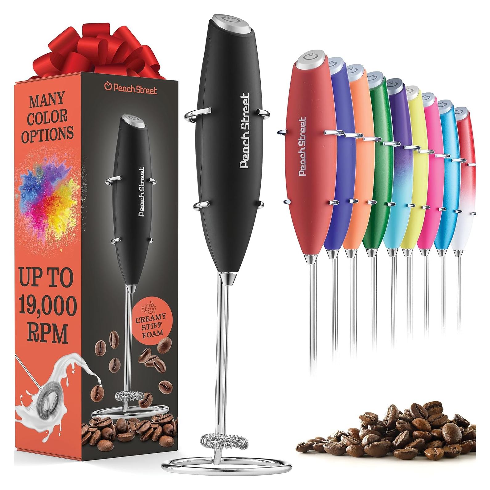 Espumador de Leche Peach Street Negro 500ml Acero Inoxidable