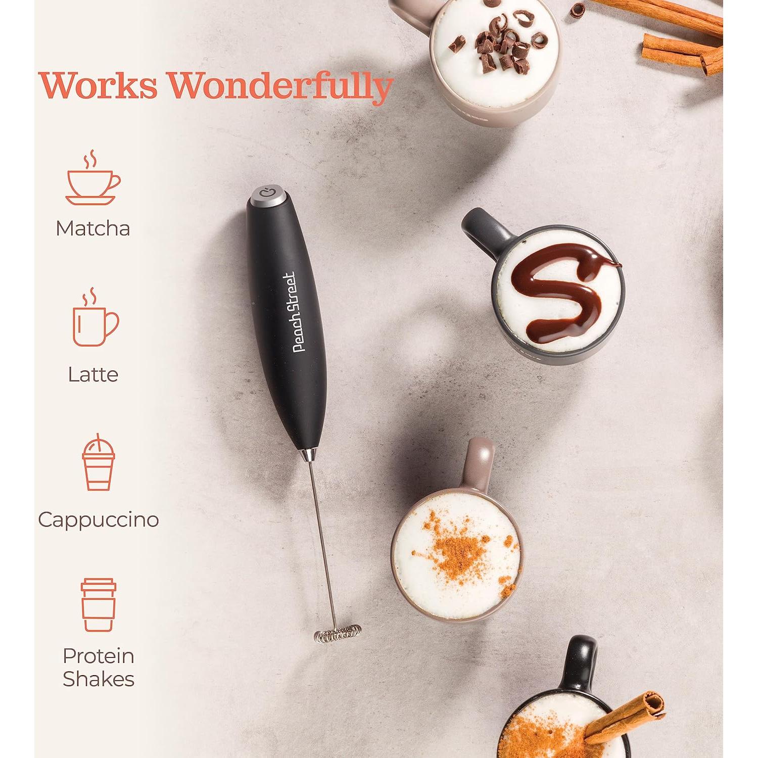 Espumador de Leche Peach Street Negro 500ml Acero Inoxidable