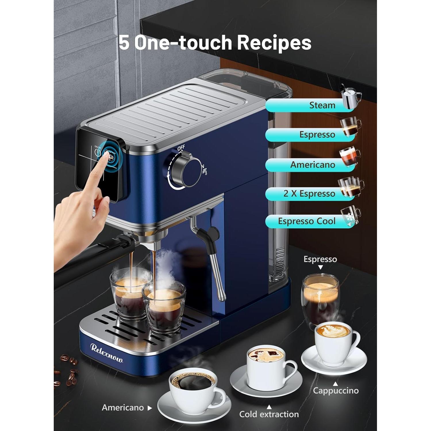 Máquina de Espresso RELEXNOW JH-C5210 20 Bar con Espumador