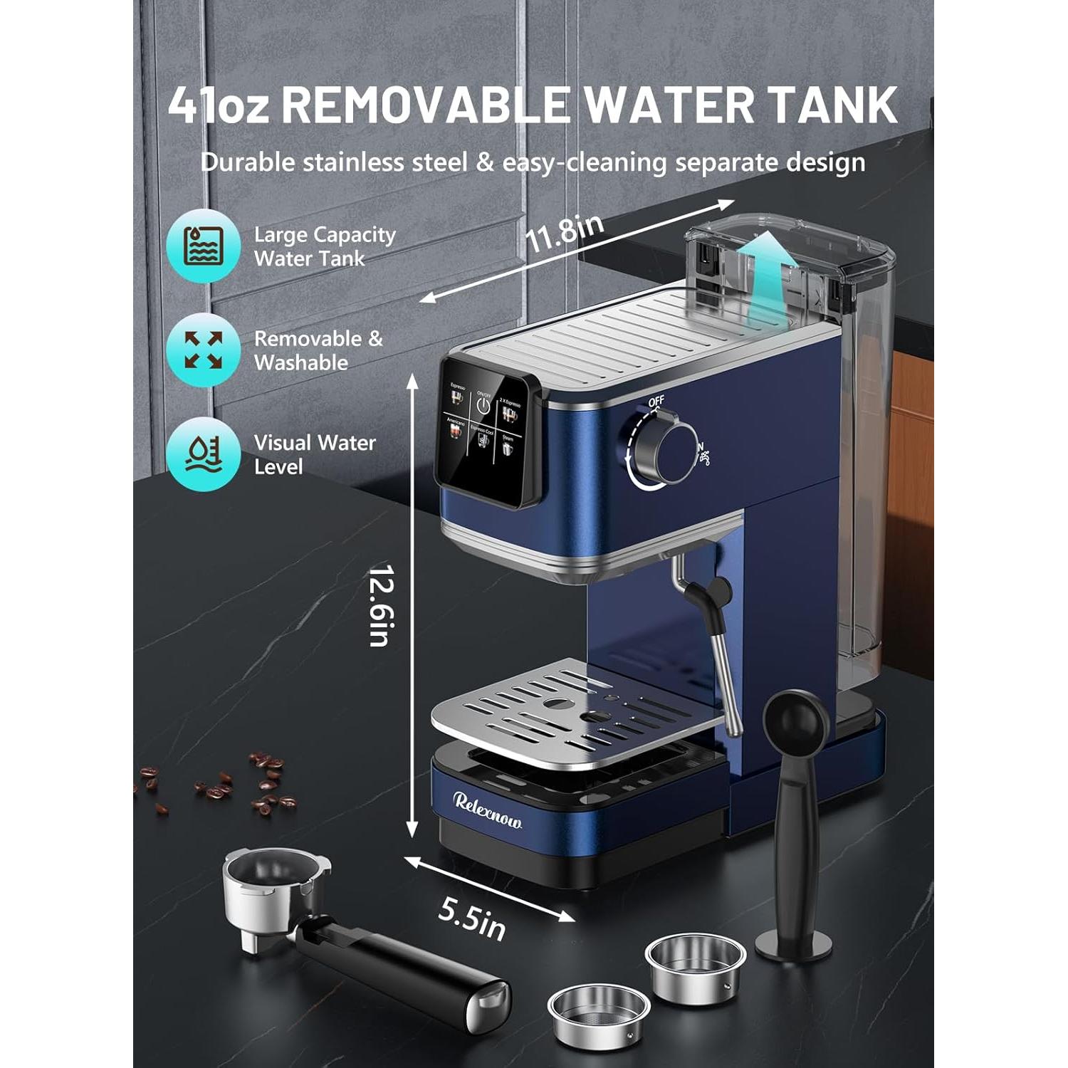 Máquina de Espresso RELEXNOW JH-C5210 20 Bar con Espumador