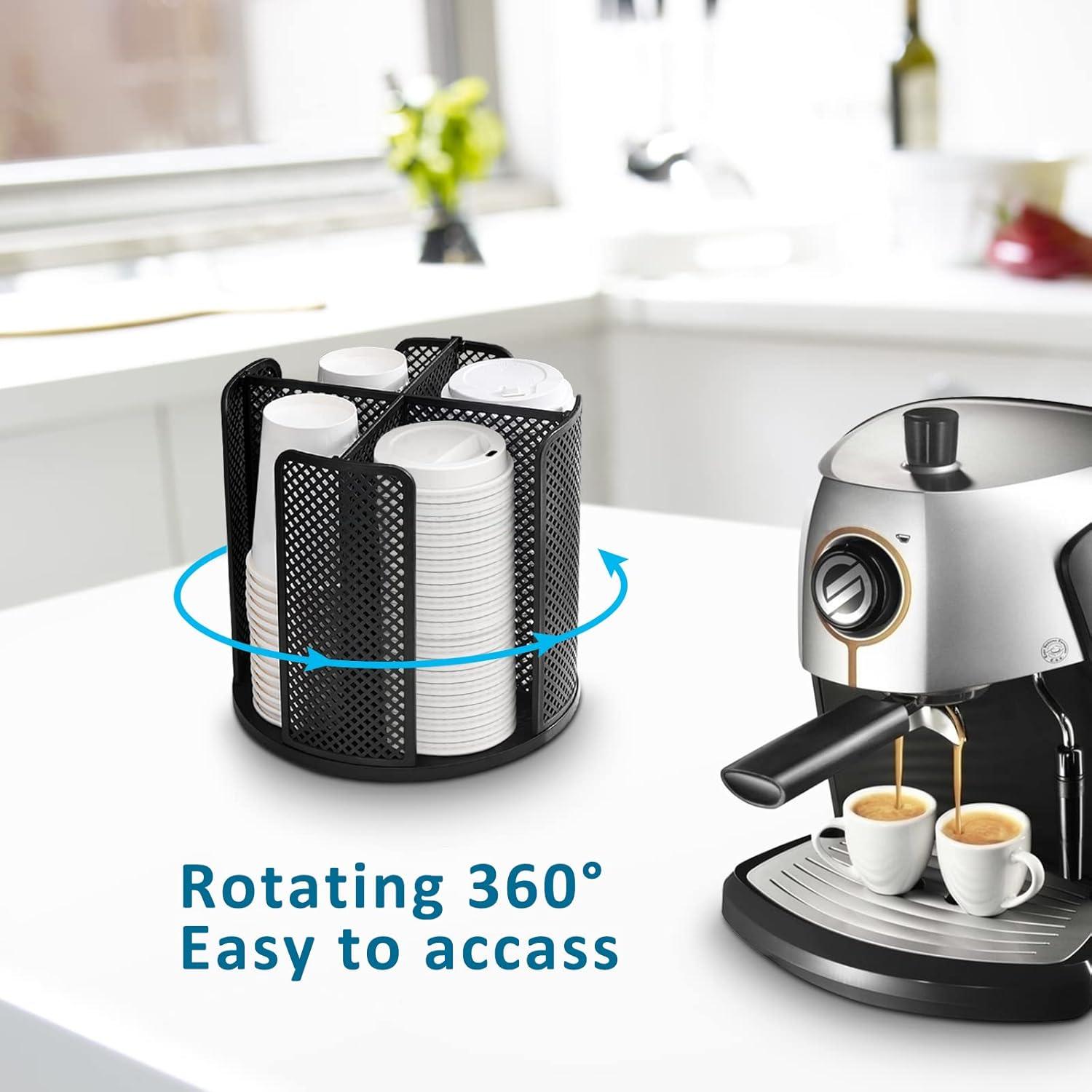 Organizador de Tazas Rotativo Honlibey 4 Compartimentos Negro