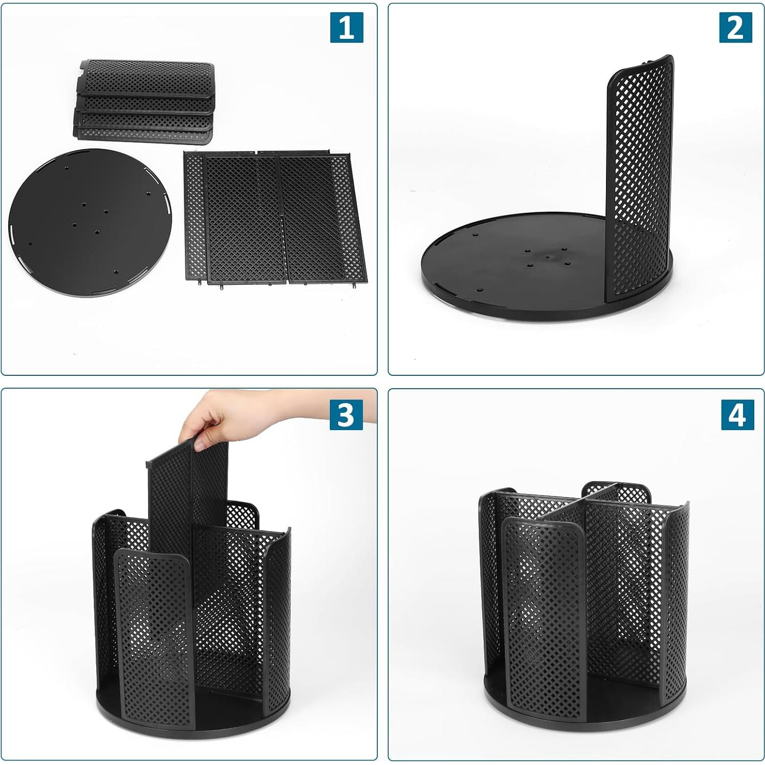 Organizador de Tazas Rotativo Honlibey 4 Compartimentos Negro