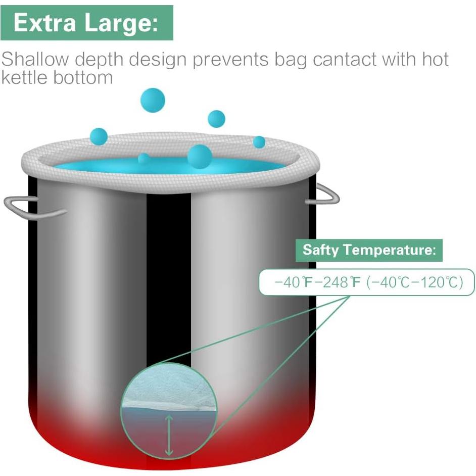 Brew Bags Reusable 2 Pack 250 Micron Fine Mesh Bag for Fruit Cider Apple Grape Wine Press Drawstring Straining Brew in a Bag (2 pack-16"×11"/18"×16")