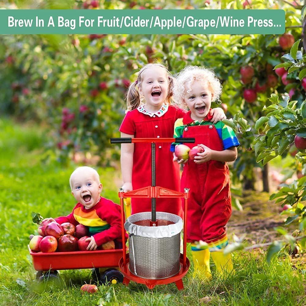 Brew Bags Reusable 2 Pack 250 Micron Fine Mesh Bag for Fruit Cider Apple Grape Wine Press Drawstring Straining Brew in a Bag (2 pack-16"×11"/18"×16")