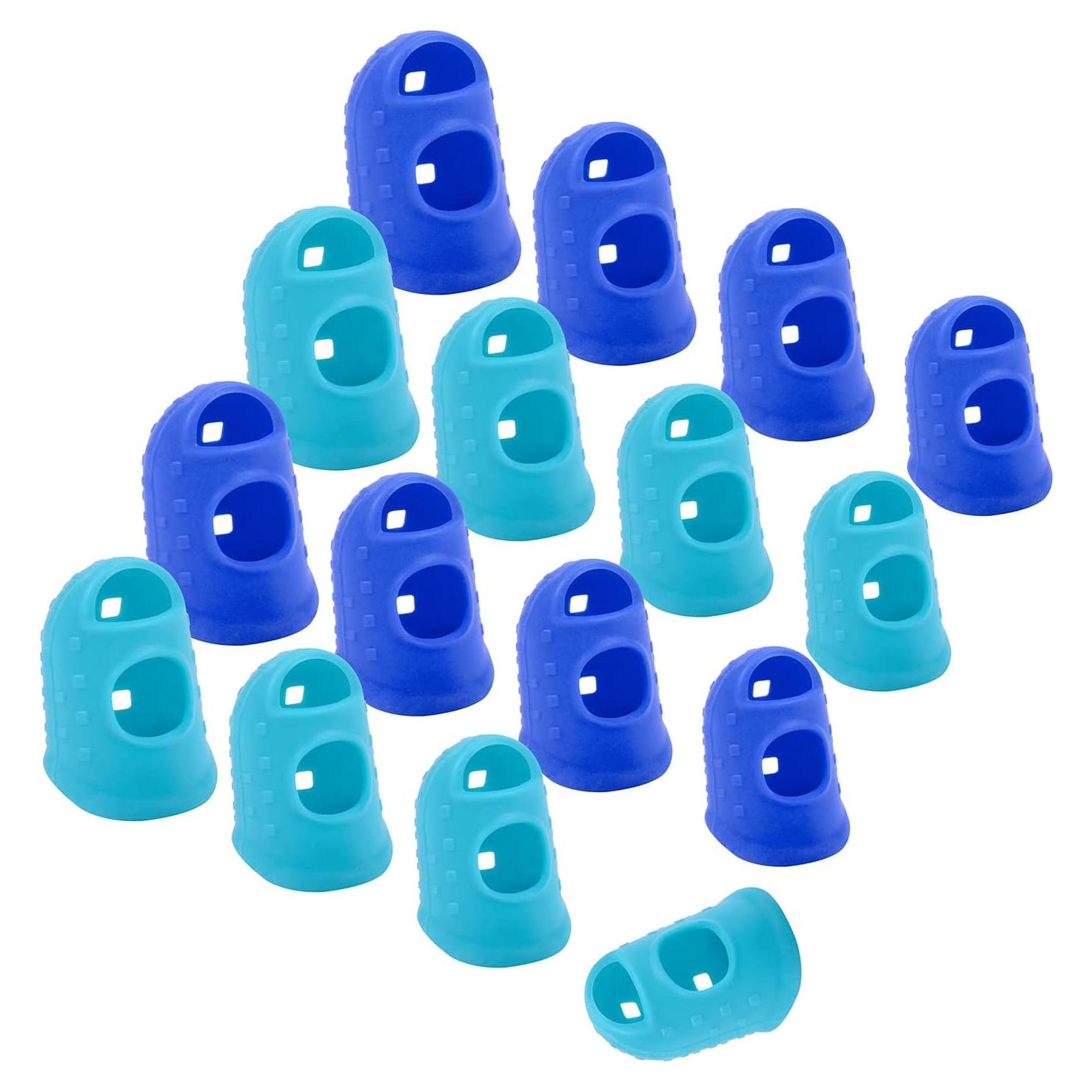 Puntas de Dedos Wisdompro 16 Pcs Silicona 4 Tamaños Azul Aqua