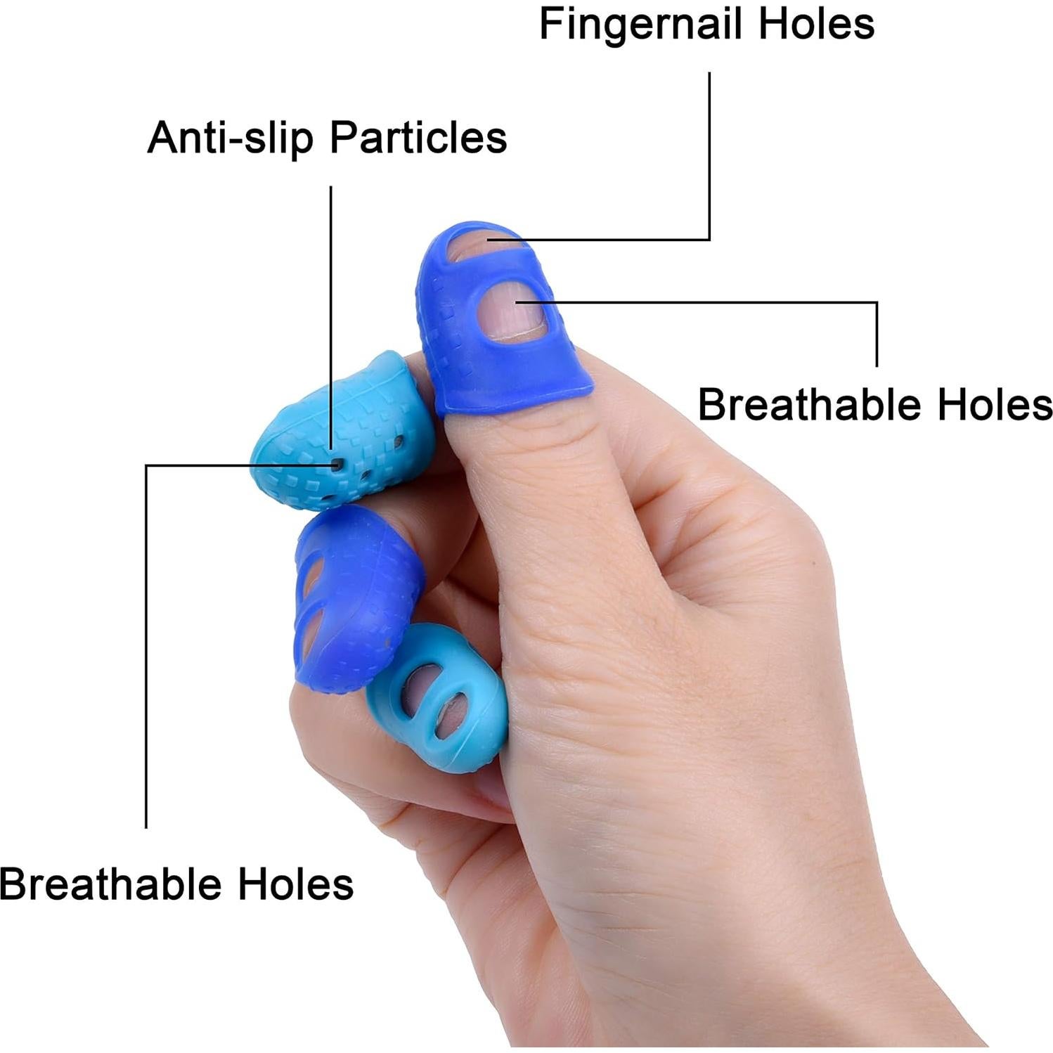 Puntas de Dedos Wisdompro 16 Pcs Silicona 4 Tamaños Azul Aqua