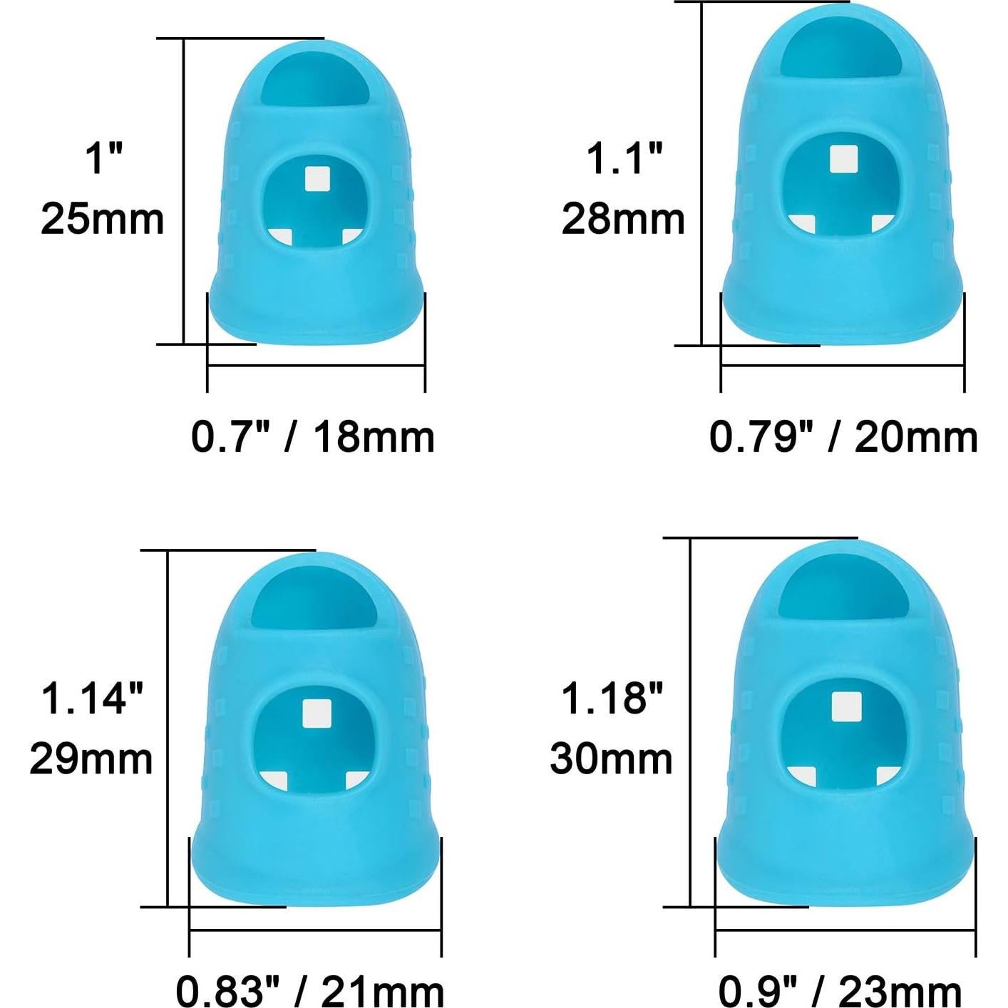 Puntas de Dedos Wisdompro 16 Pcs Silicona 4 Tamaños Azul Aqua
