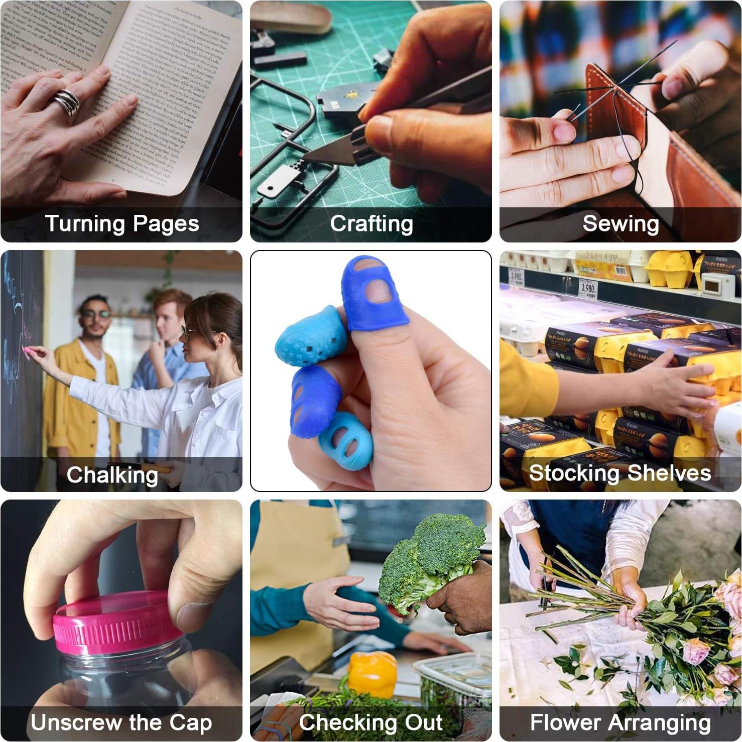 Puntas de Dedos Wisdompro 16 Pcs Silicona 4 Tamaños Azul Aqua