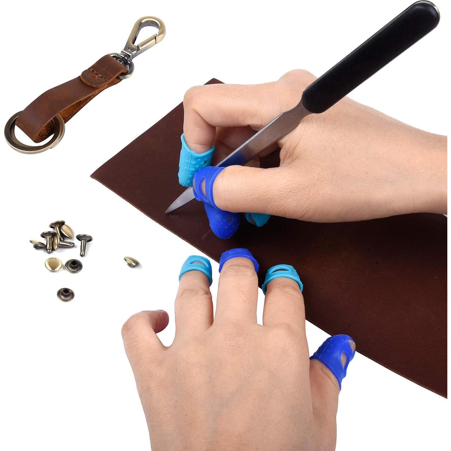 Puntas de Dedos Wisdompro 16 Pcs Silicona 4 Tamaños Azul Aqua