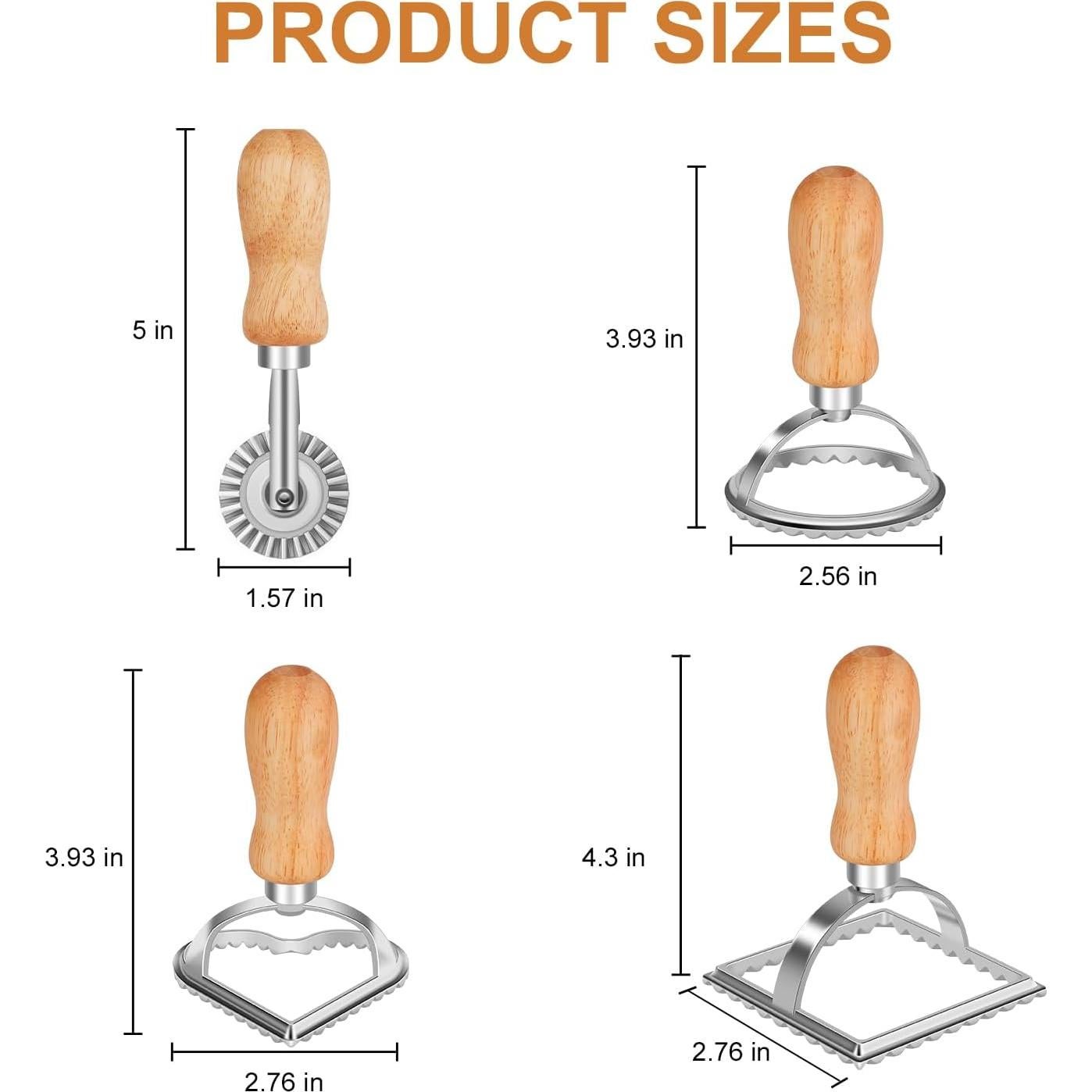 Cortador de Ravioli TACGEA Juego de 4 con Mango de Madera