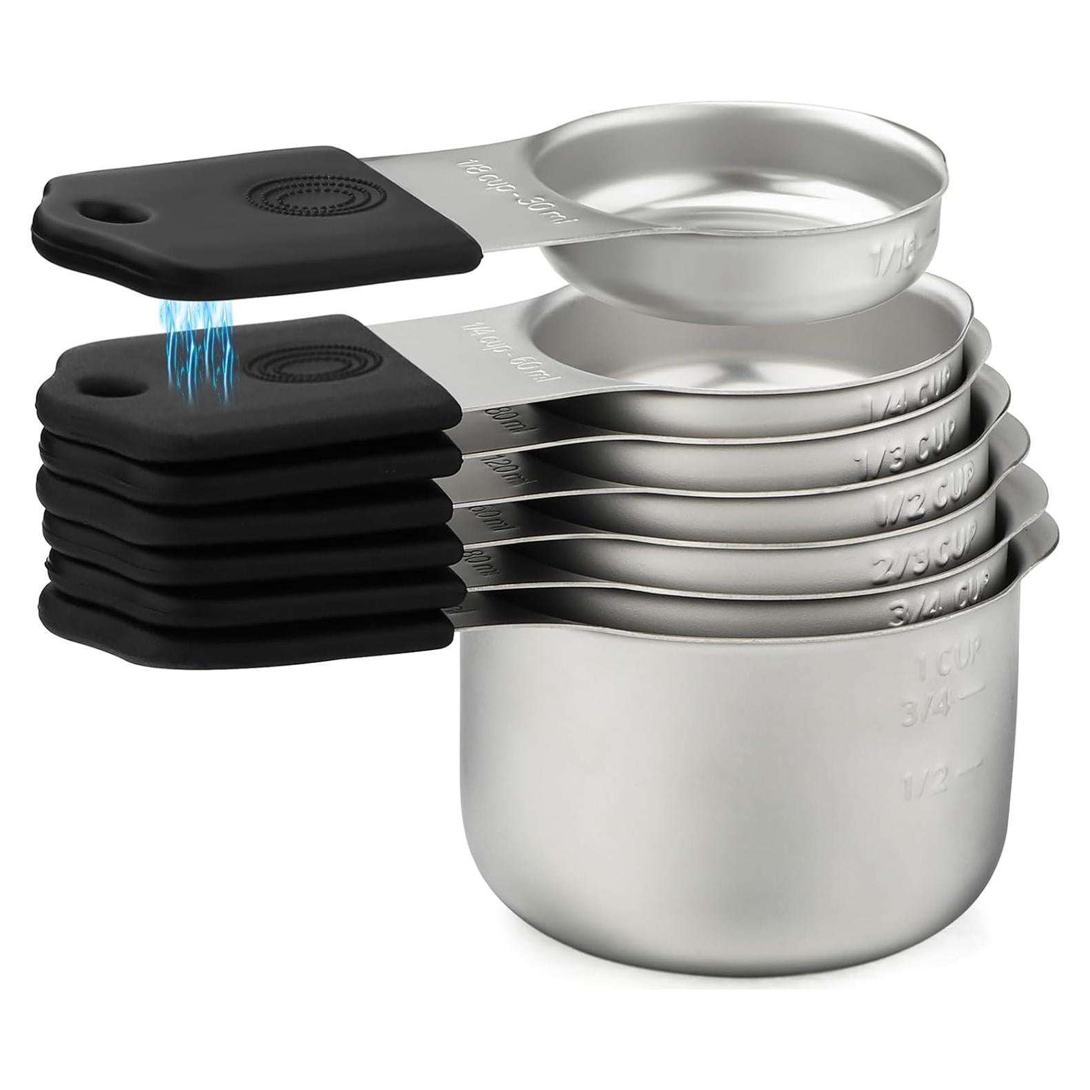 Magnetic Measuring Cups Set 7 Stainless Steel Stackable Nesting Measuring Cups for Measuring Dry and Liquid Ingredients