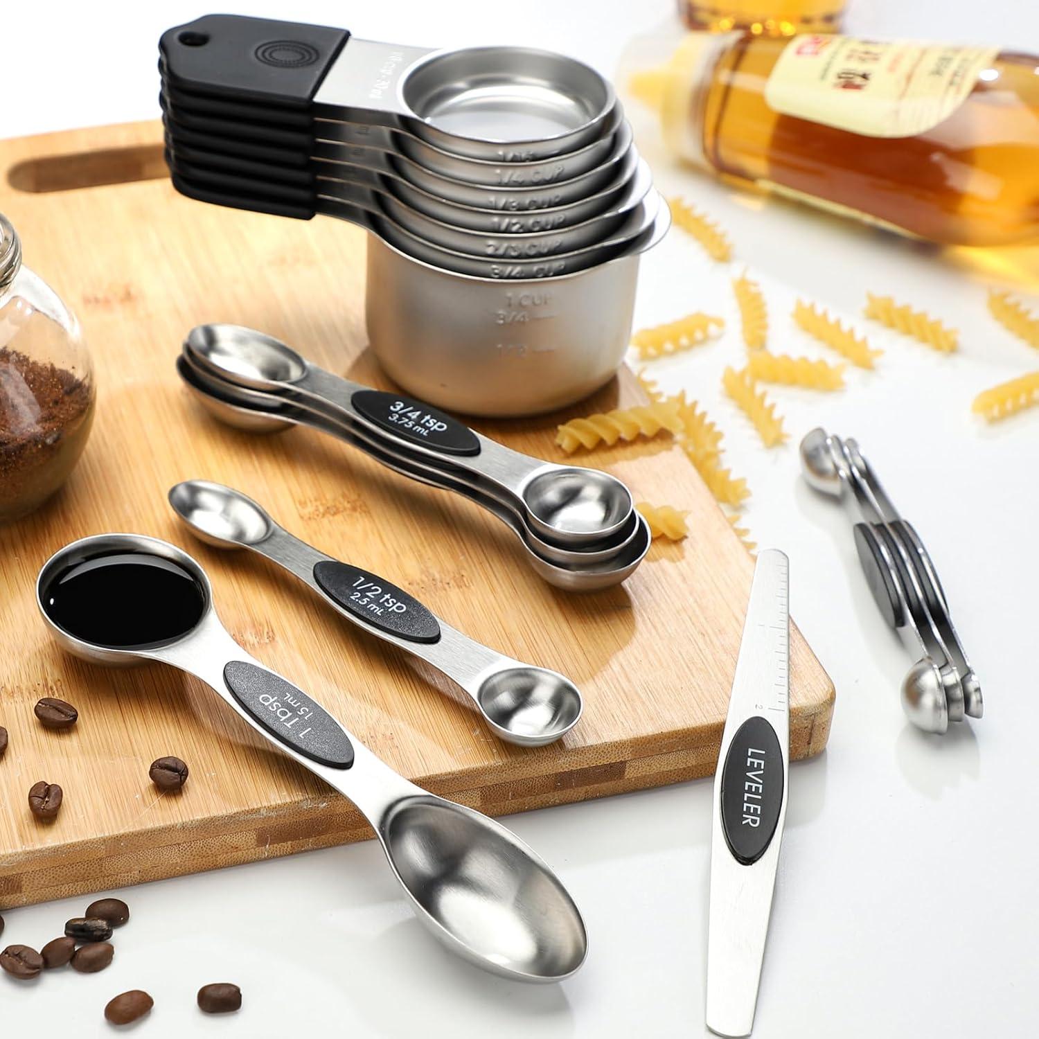 Magnetic Measuring Cups Set 7 Stainless Steel Stackable Nesting Measuring Cups for Measuring Dry and Liquid Ingredients