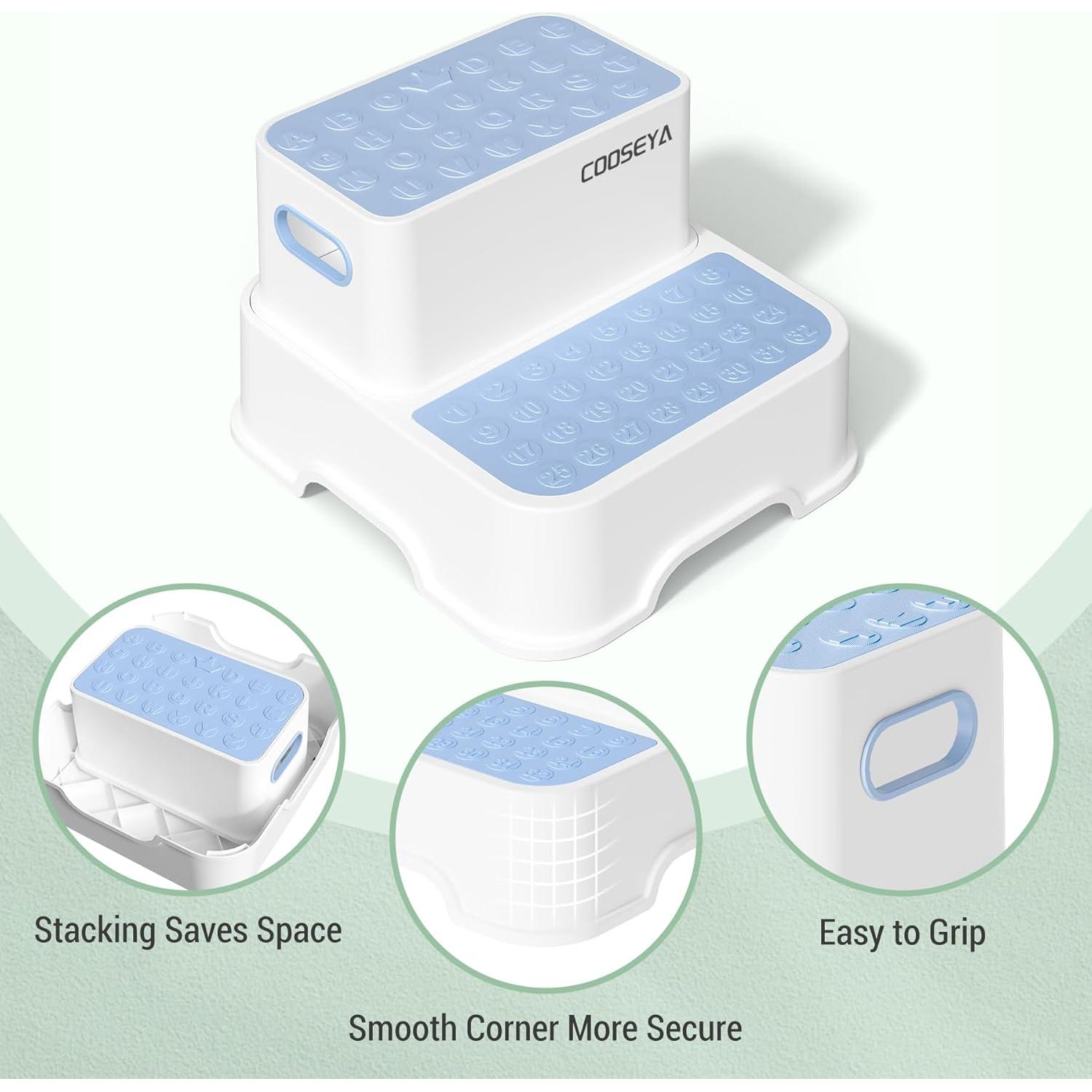 Escalera Doble Antideslizante COOSEYA para Niños Azul