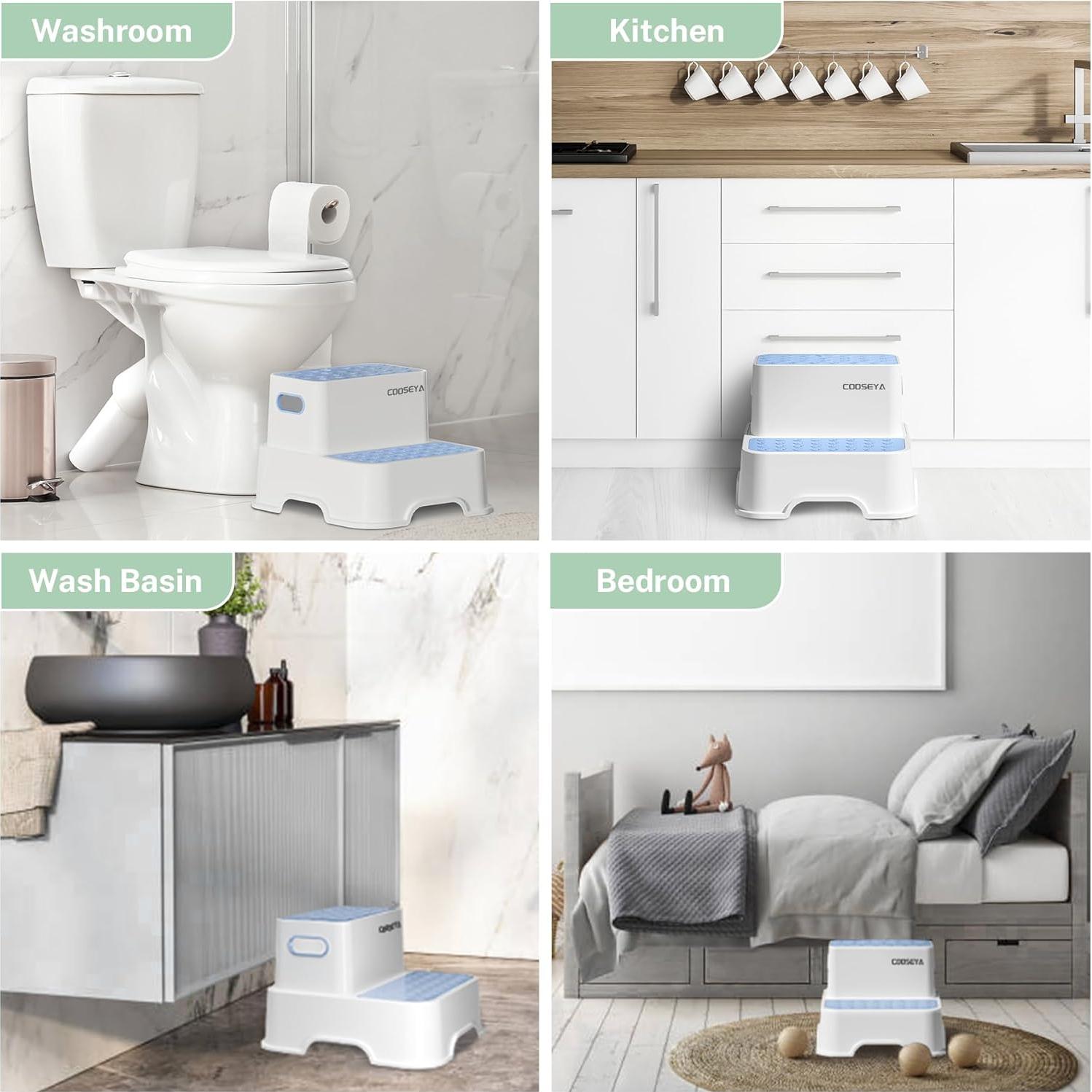 Escalera Doble Antideslizante COOSEYA para Niños Azul