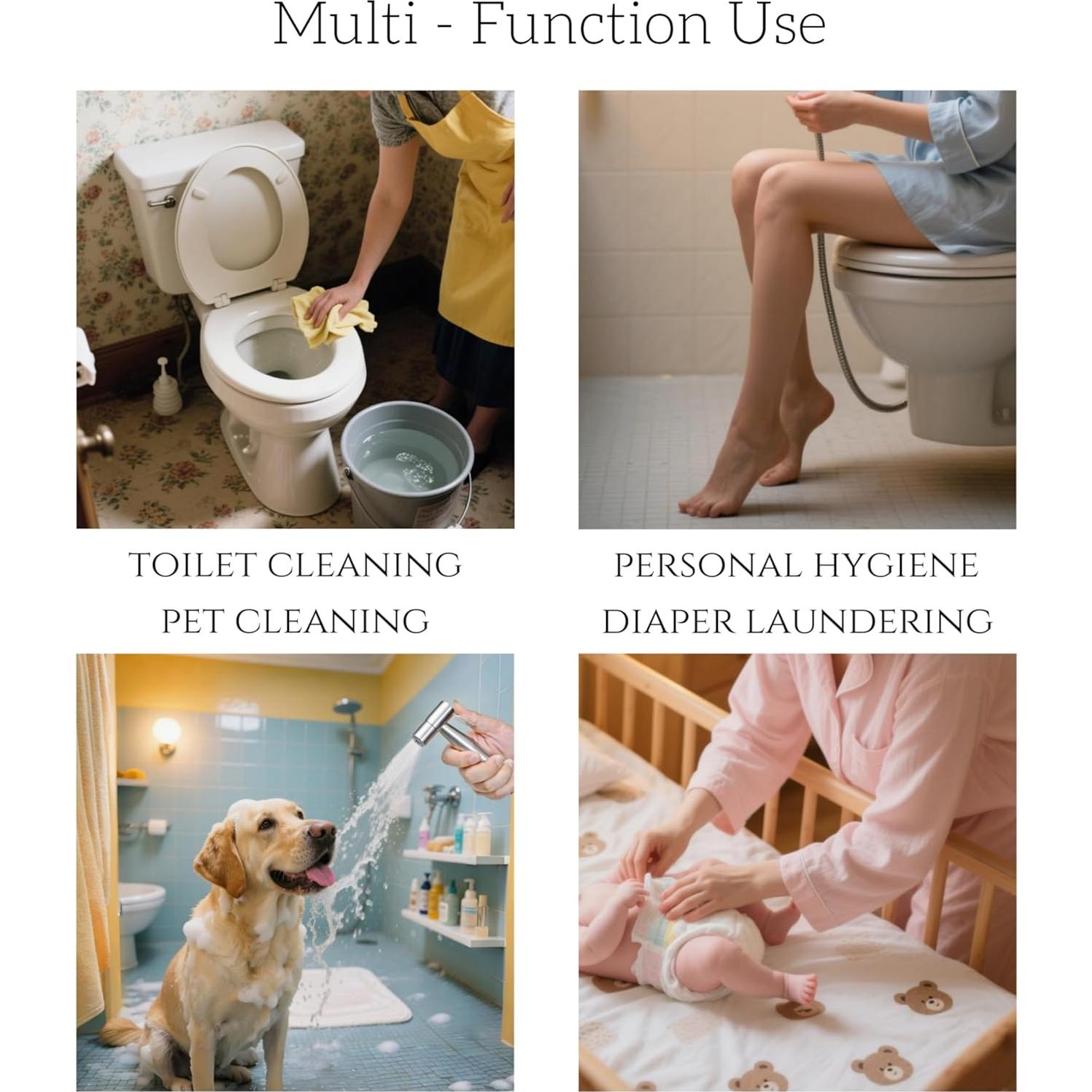 Rociador de Bidet de Mano SassyAstra, Presión Ajustable, 119 cm