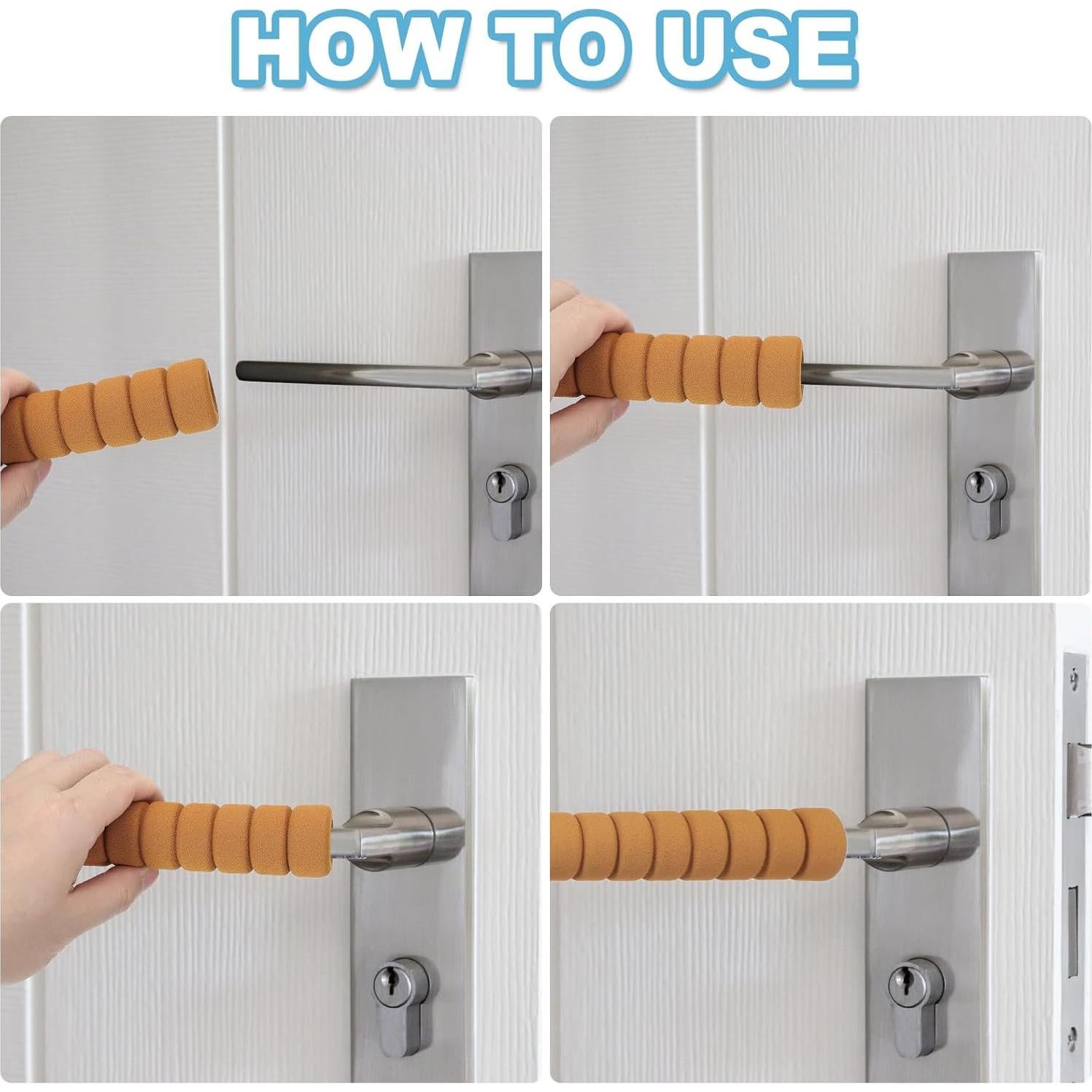 PATIKIL EVA Foam Door Handle Cover, 6 Pcs Anti-Collision Door Knob Spiral Covers Door Handles Protective Safety Cover Guard Sleeve for Bedrooms Bathrooms Offices Furniture, Brown