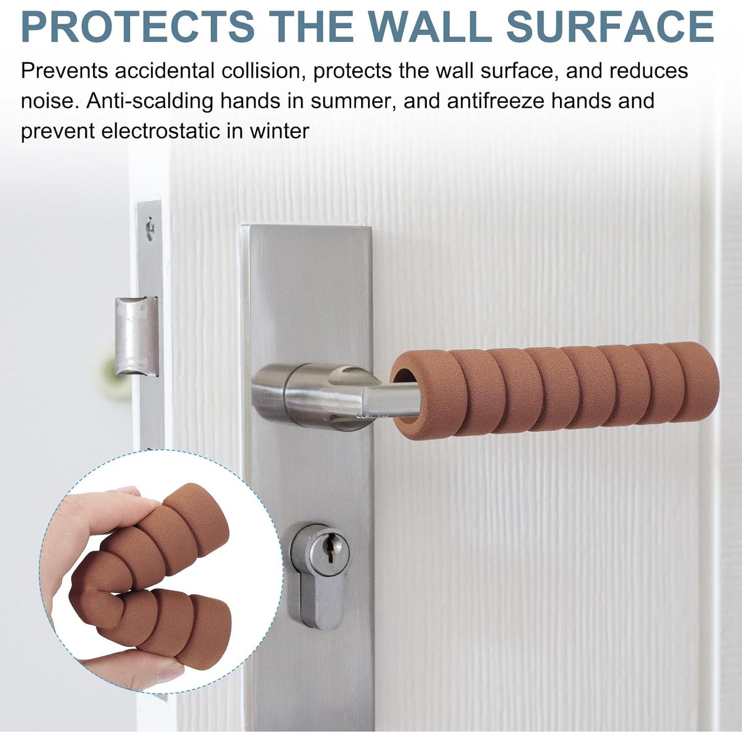 PATIKIL EVA Foam Door Handle Cover, 6 Pcs Anti-Collision Door Knob Spiral Covers Door Handles Protective Safety Cover Guard Sleeve for Bedrooms Bathrooms Offices Furniture, Brown