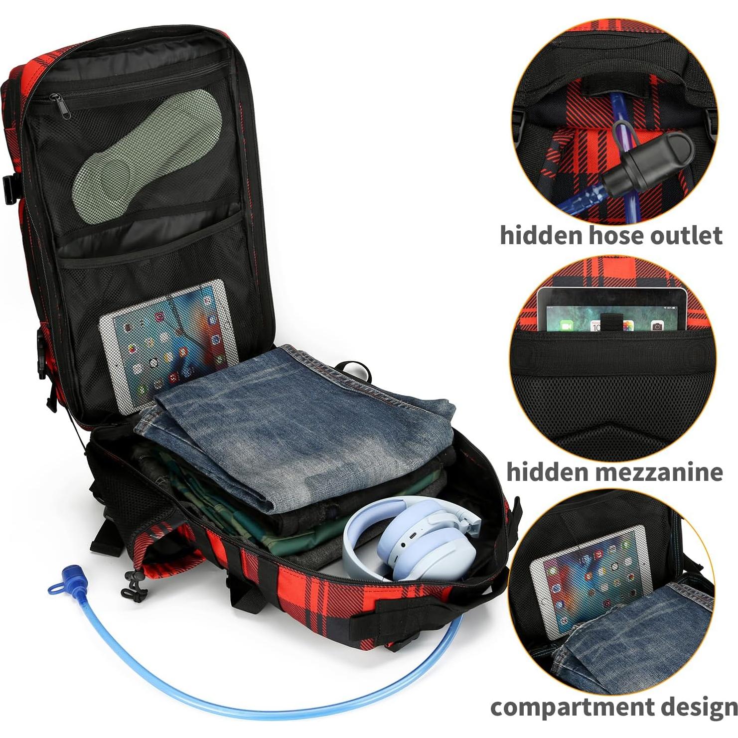 Mochila Táctica Militar 35L Rucksack Roja para Senderismo