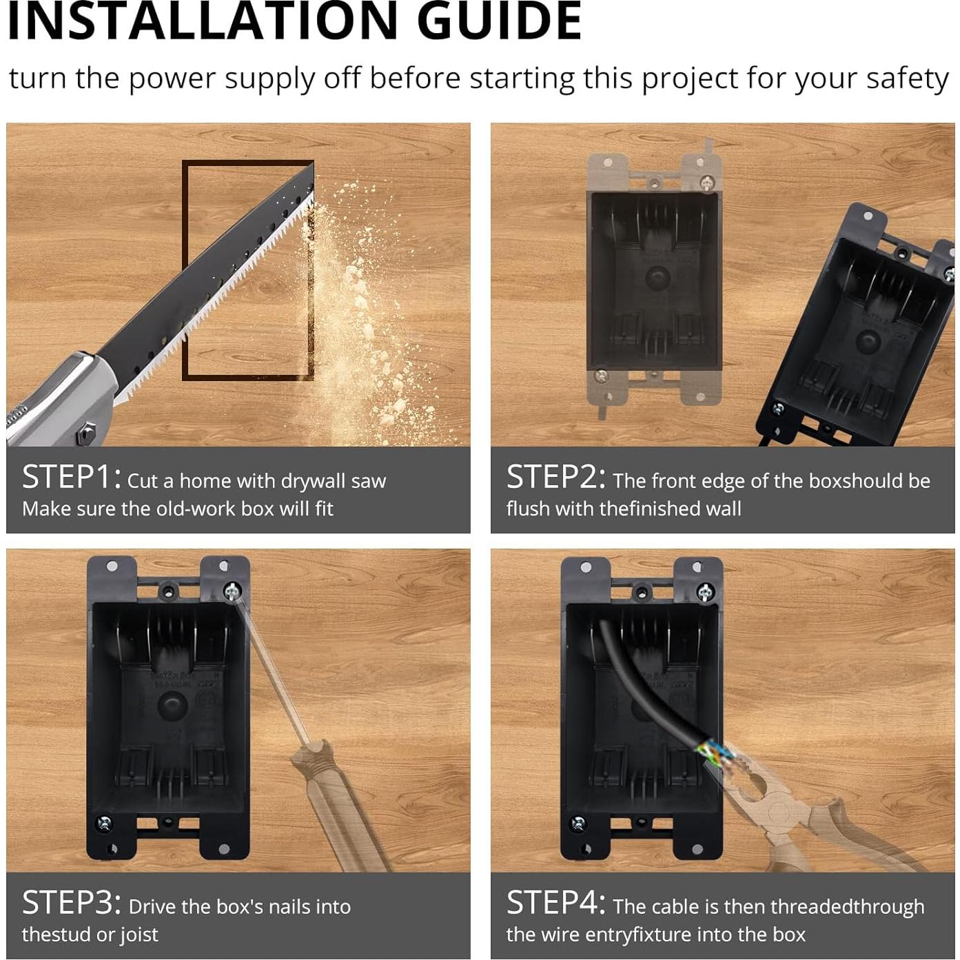 Caja de salida eléctrica 1 gang TOMSHIELE PVC 14 pulgadas cúbicas