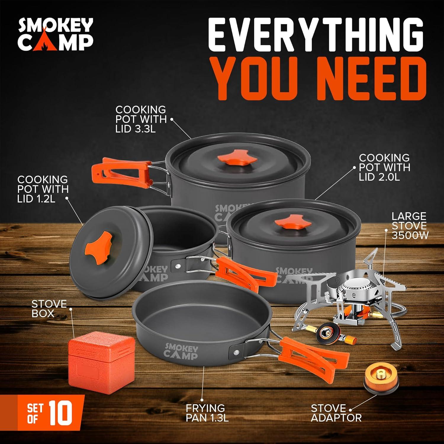 Juego de utensilios de cocina para camping Smokey Camp 10 piezas