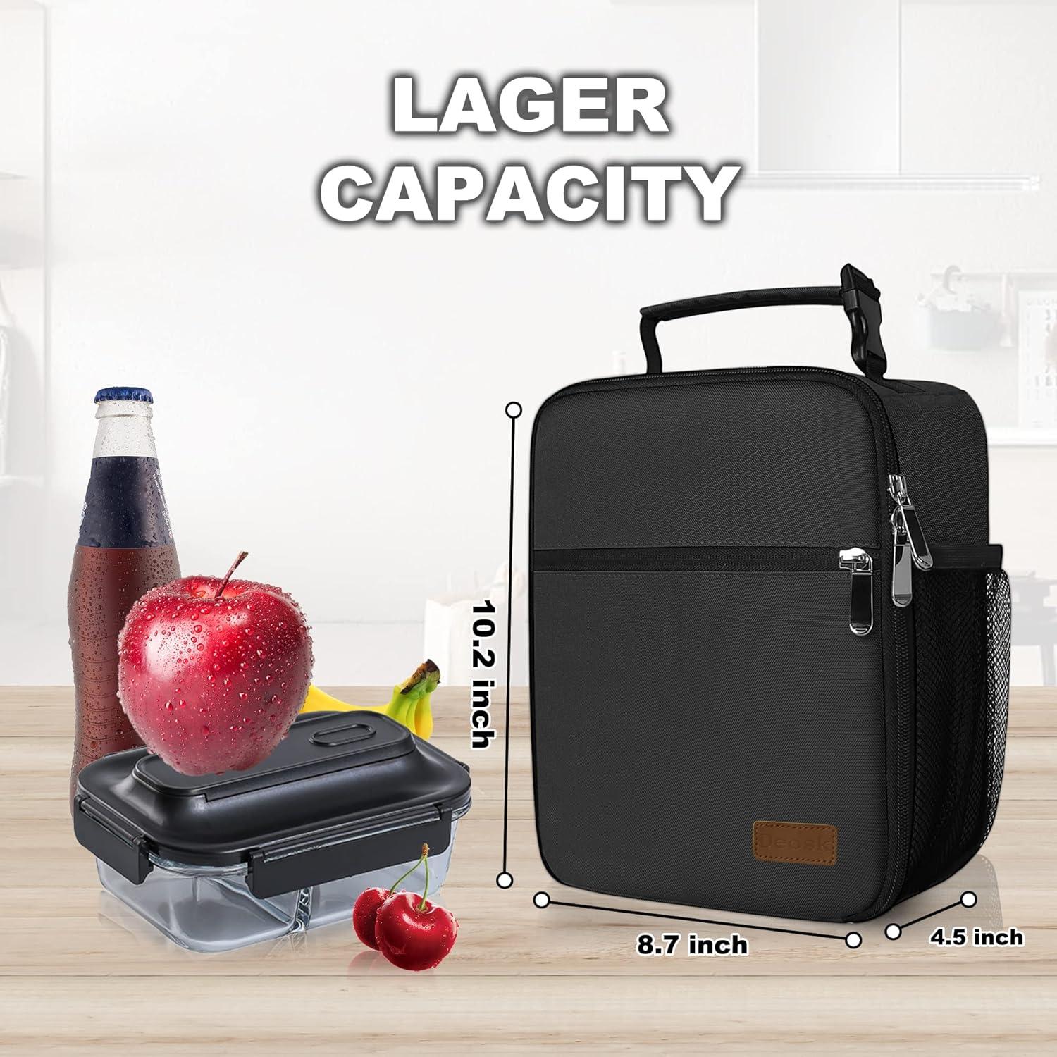 Bolsa de Almuerzo Deosk Aislada 7.57L Negra para Adultos