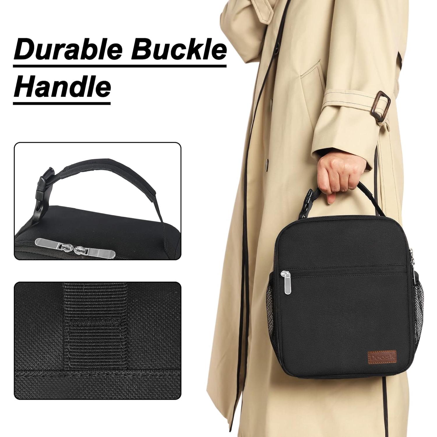 Bolsa de Almuerzo Deosk Aislada 7.57L Negra para Adultos