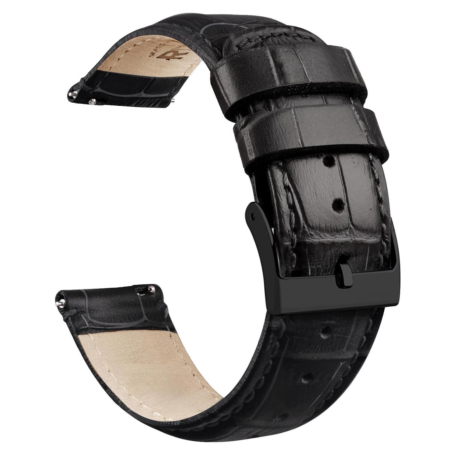 Correa de Reloj de Cuero Ritche 18mm Negro para Samsung Galaxy Watch