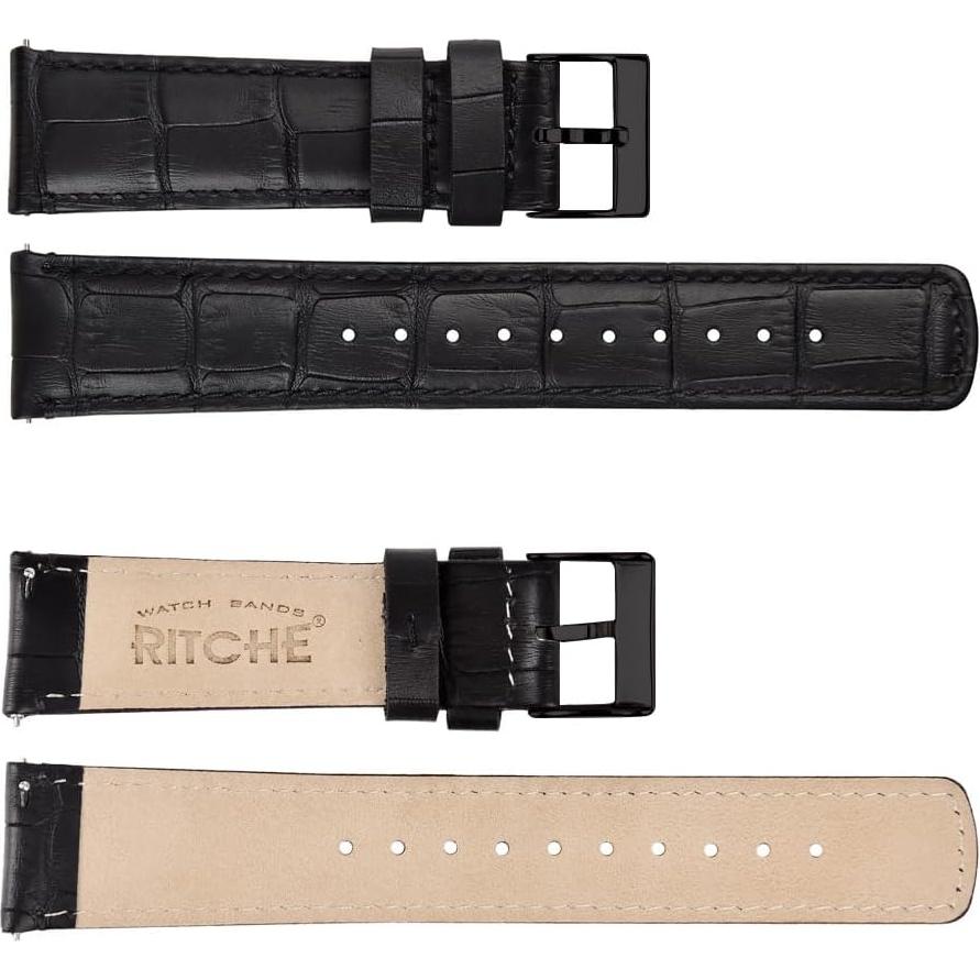 Correa de Reloj de Cuero Ritche 18mm Negro para Samsung Galaxy Watch
