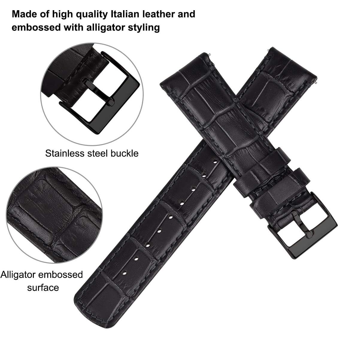 Correa de Reloj de Cuero Ritche 18mm Negro para Samsung Galaxy Watch