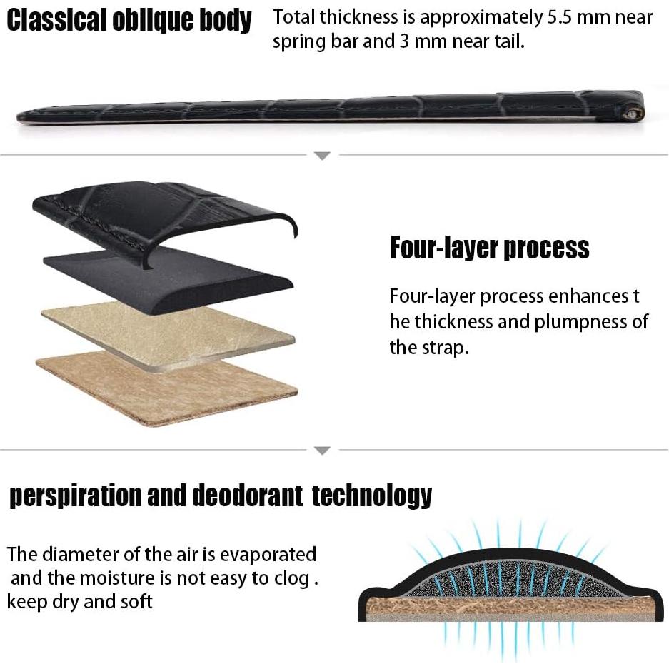 Correa de Reloj de Cuero Ritche 18mm Negro para Samsung Galaxy Watch