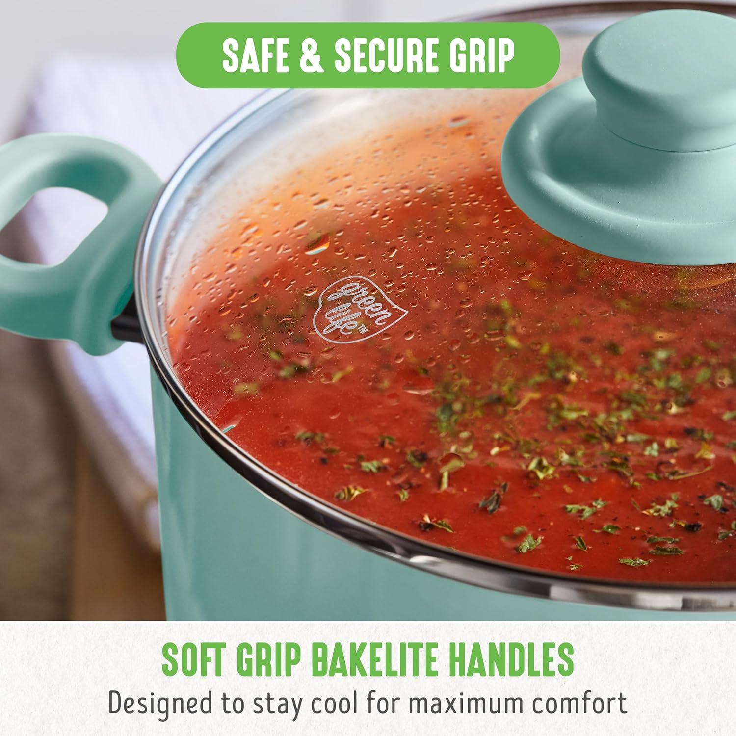 GreenLife Olla Cerámica 6QT Antiadherente Turquesa