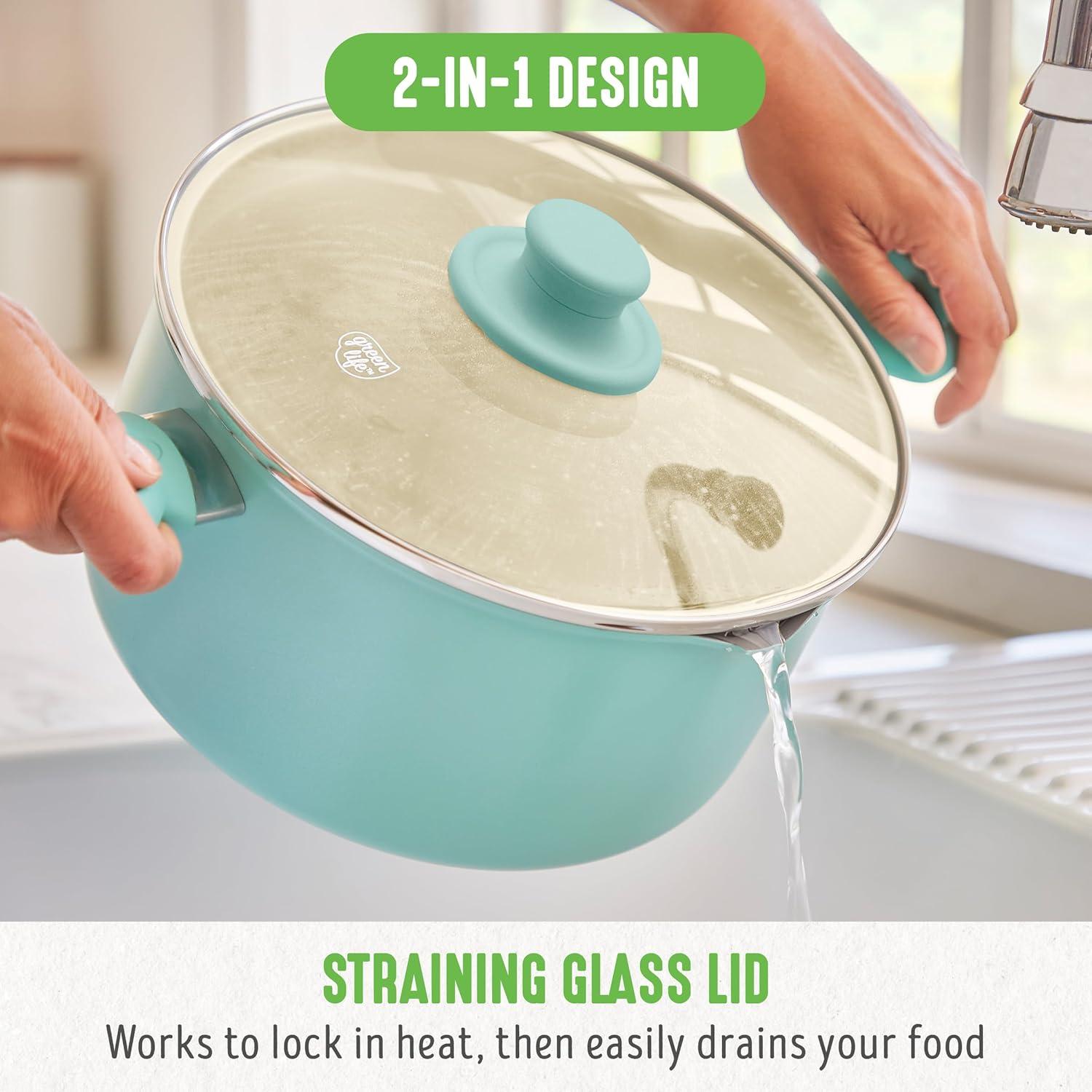 GreenLife Olla Cerámica 6QT Antiadherente Turquesa