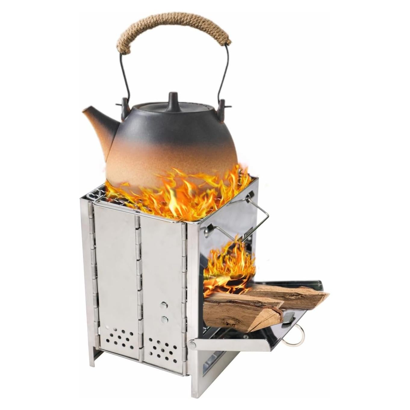 Estufa de Camping Plegable Genérico de Acero Inoxidable 1,06 kg