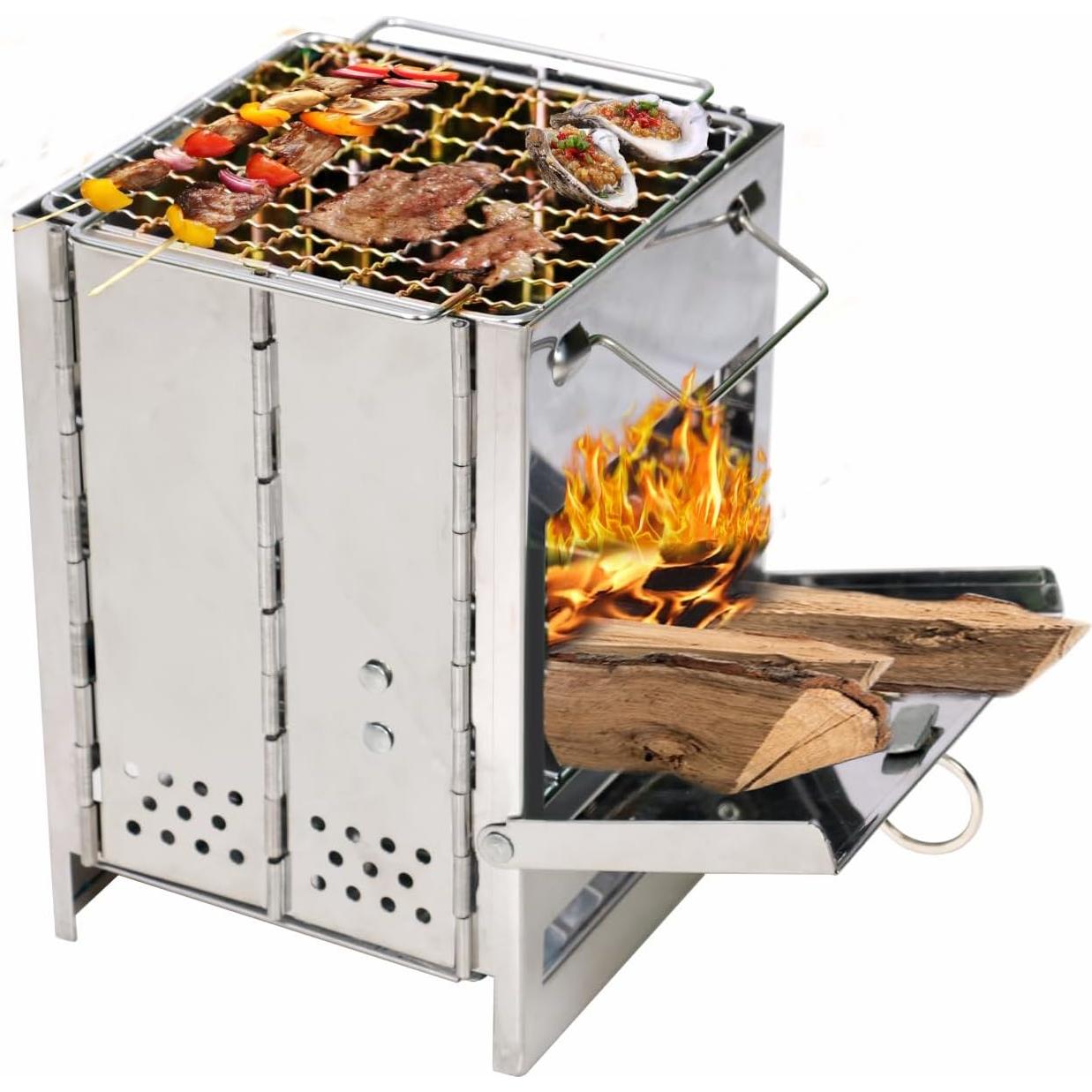 Estufa de Camping Plegable Genérico de Acero Inoxidable 1,06 kg