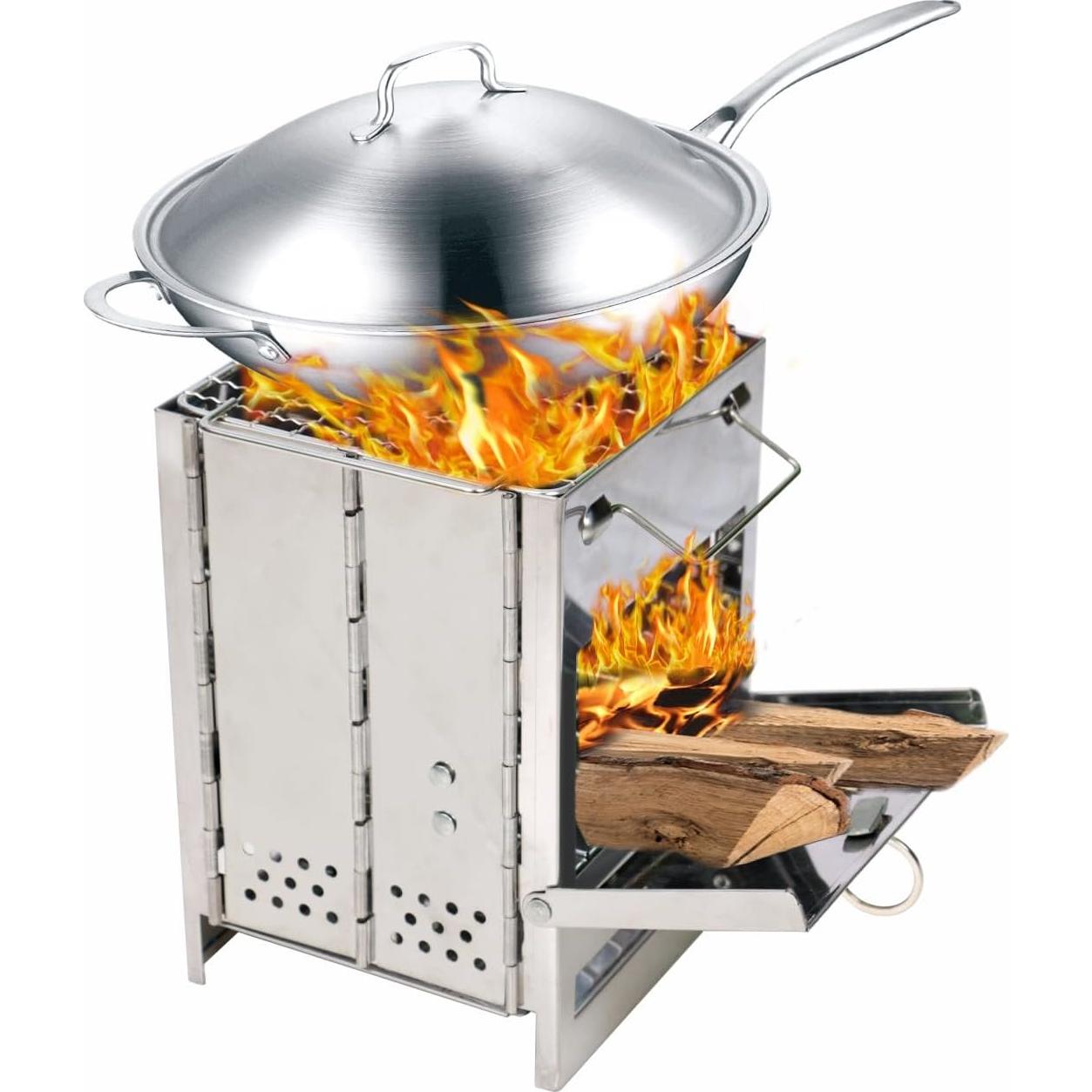 Estufa de Camping Plegable Genérico de Acero Inoxidable 1,06 kg