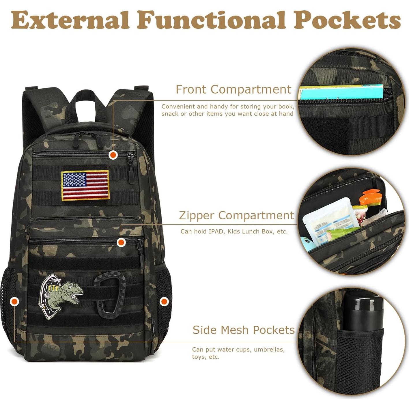 Mochila Táctica Niños XINTREY 20L Camuflaje Negro