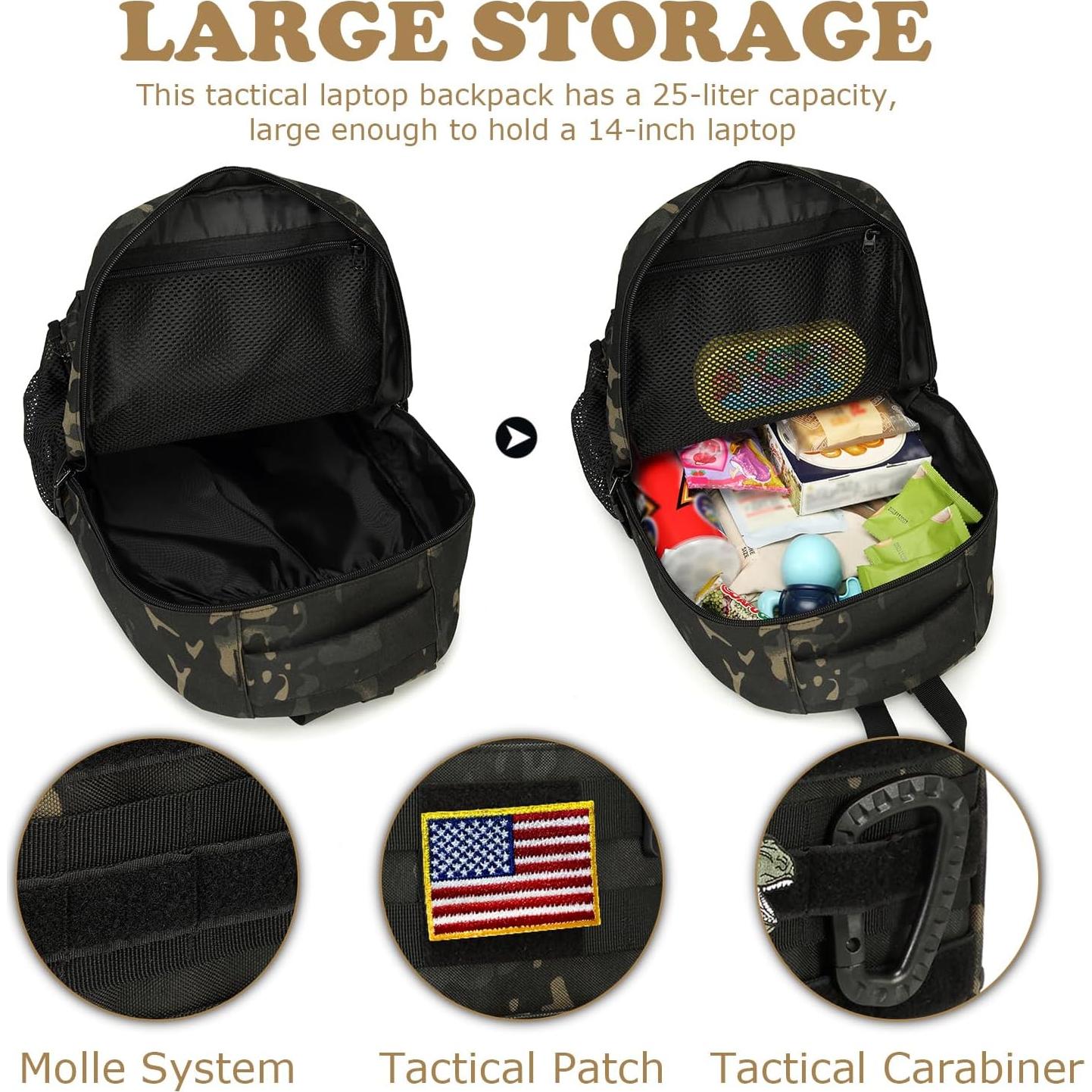 Mochila Táctica Niños XINTREY 20L Camuflaje Negro