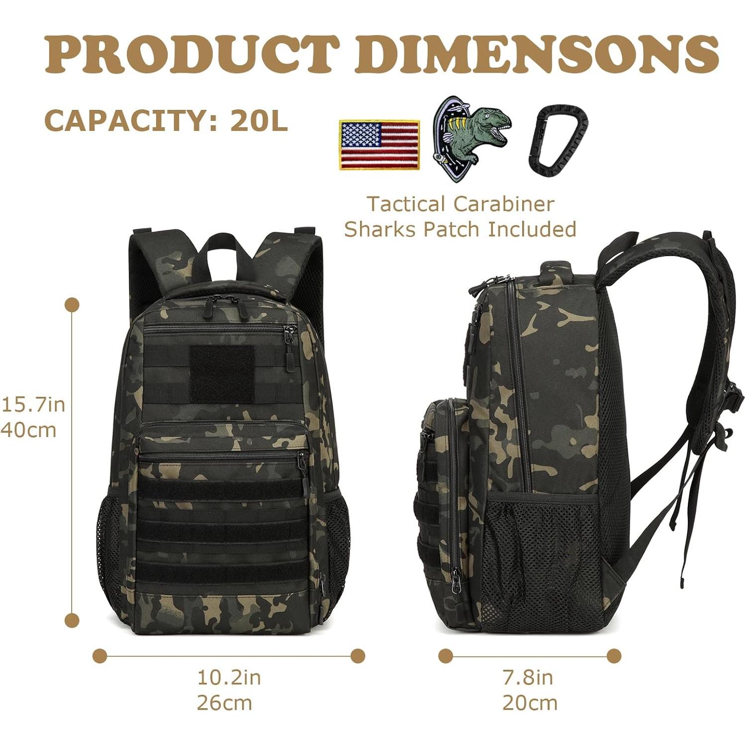 Mochila Táctica Niños XINTREY 20L Camuflaje Negro