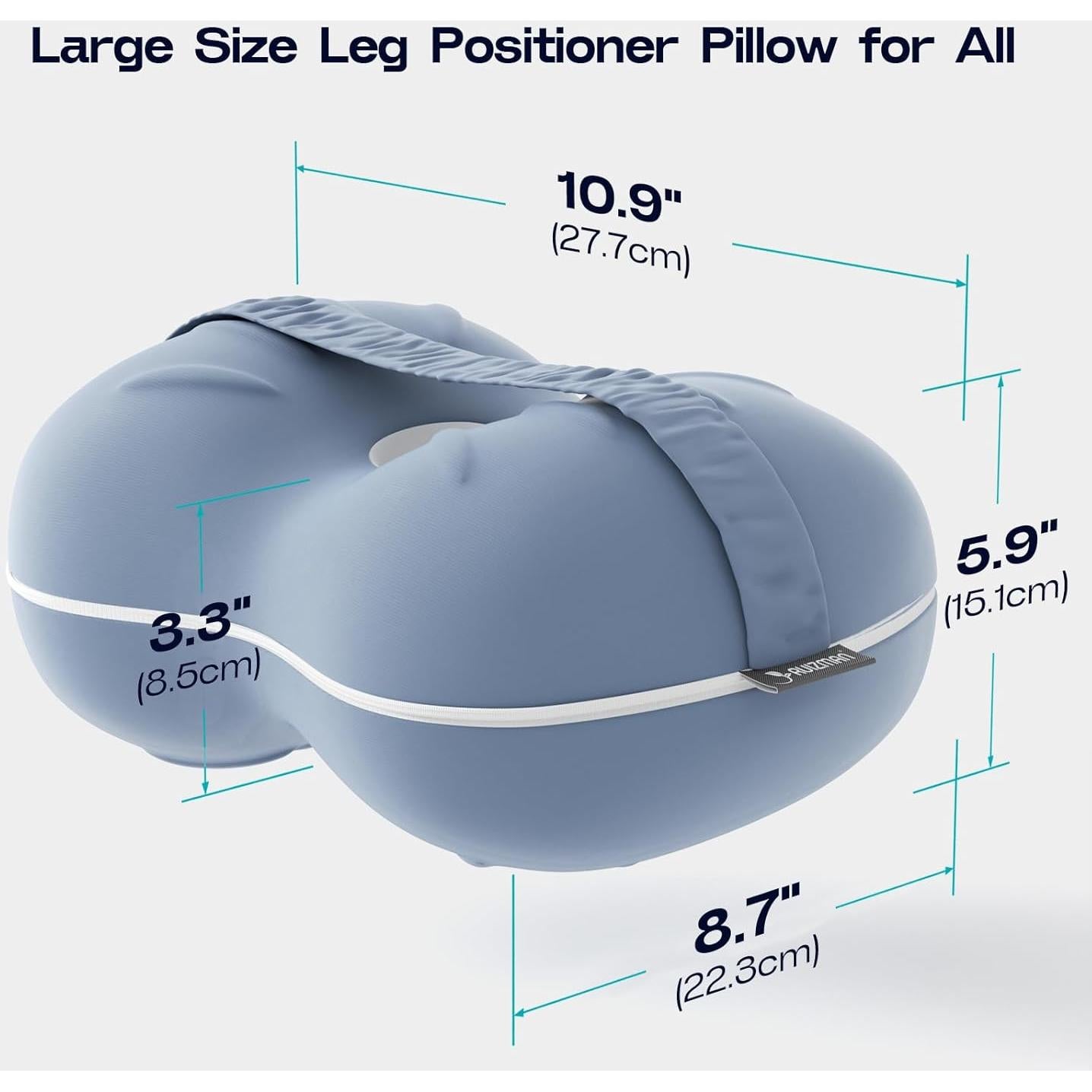 Knee Pillow for Side Sleepers - Cooling Pillows Between Legs for Side Sleeping - Large Memory Foam Knee Pillows for Hip Pain & Spine Alignment (Misty Blue)